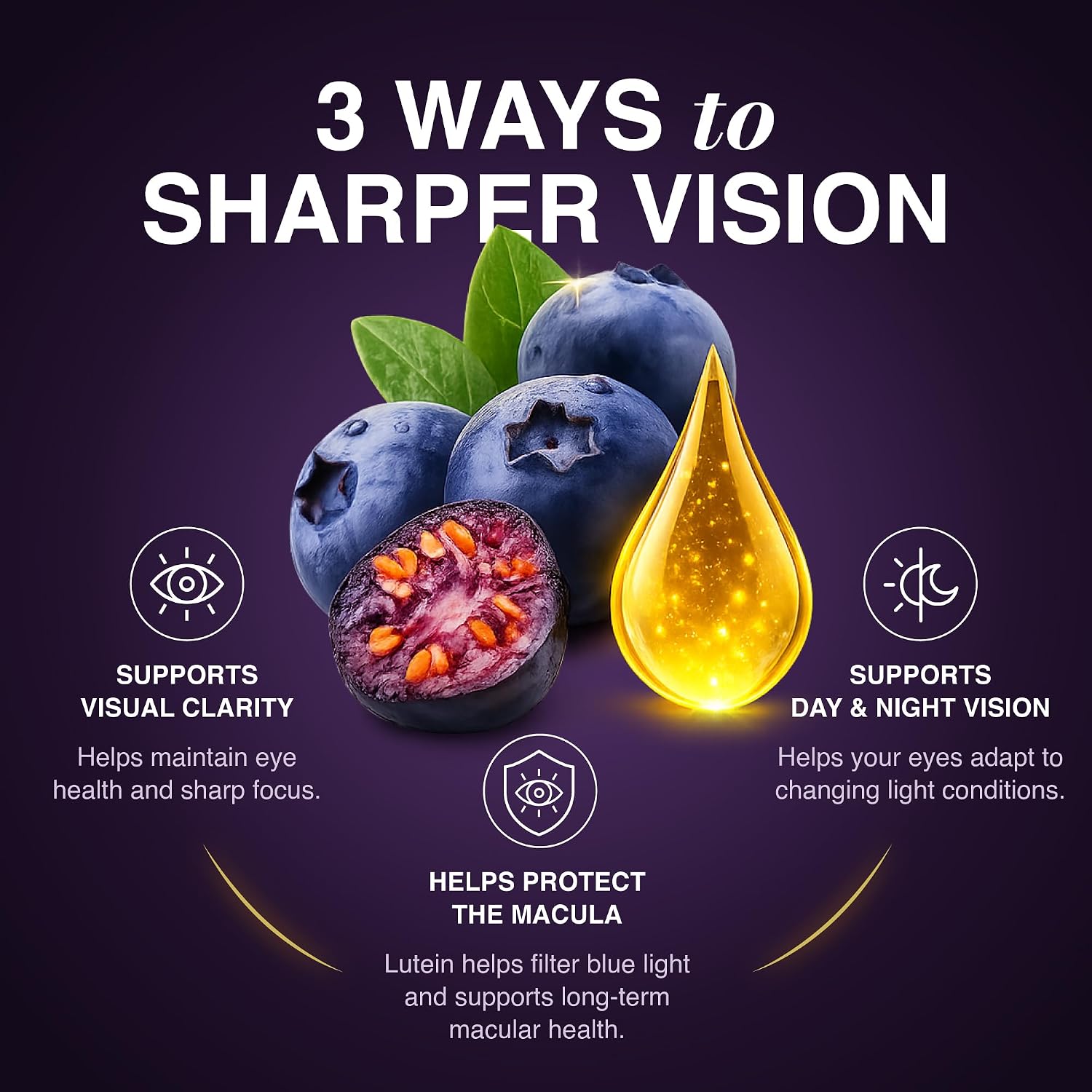 NEW NORDIC Blue Berry Eye Vitamin Supplement Daily Vision Support - 120 Ct. | Daily eye health supplements formulated with lutein and Swedish wild blueberries for simple integration into your routine