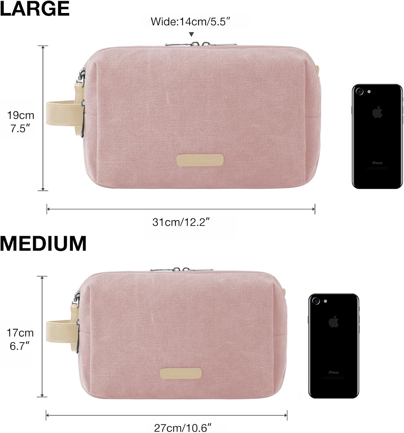 BAGSMART Toiletry Bag for Men, Canvas Travel Toiletry Organizer Dopp Kit Water-resistant Shaving Bag for Toiletries Accessories,Grey-Medium
