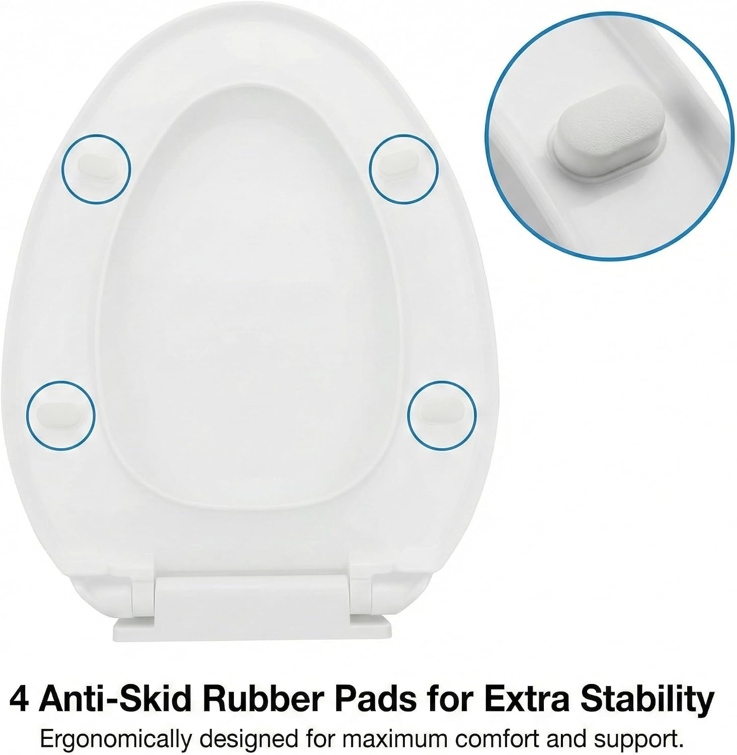 Renovators Supply Manufacturing Plastic Soft Close Toilet Seat Elongated Quiet-Close Lid, Contoured Seat, Easy to Install and Clean, Grip-Tight Bumpers with Adjustable Mounting Hardware, Black