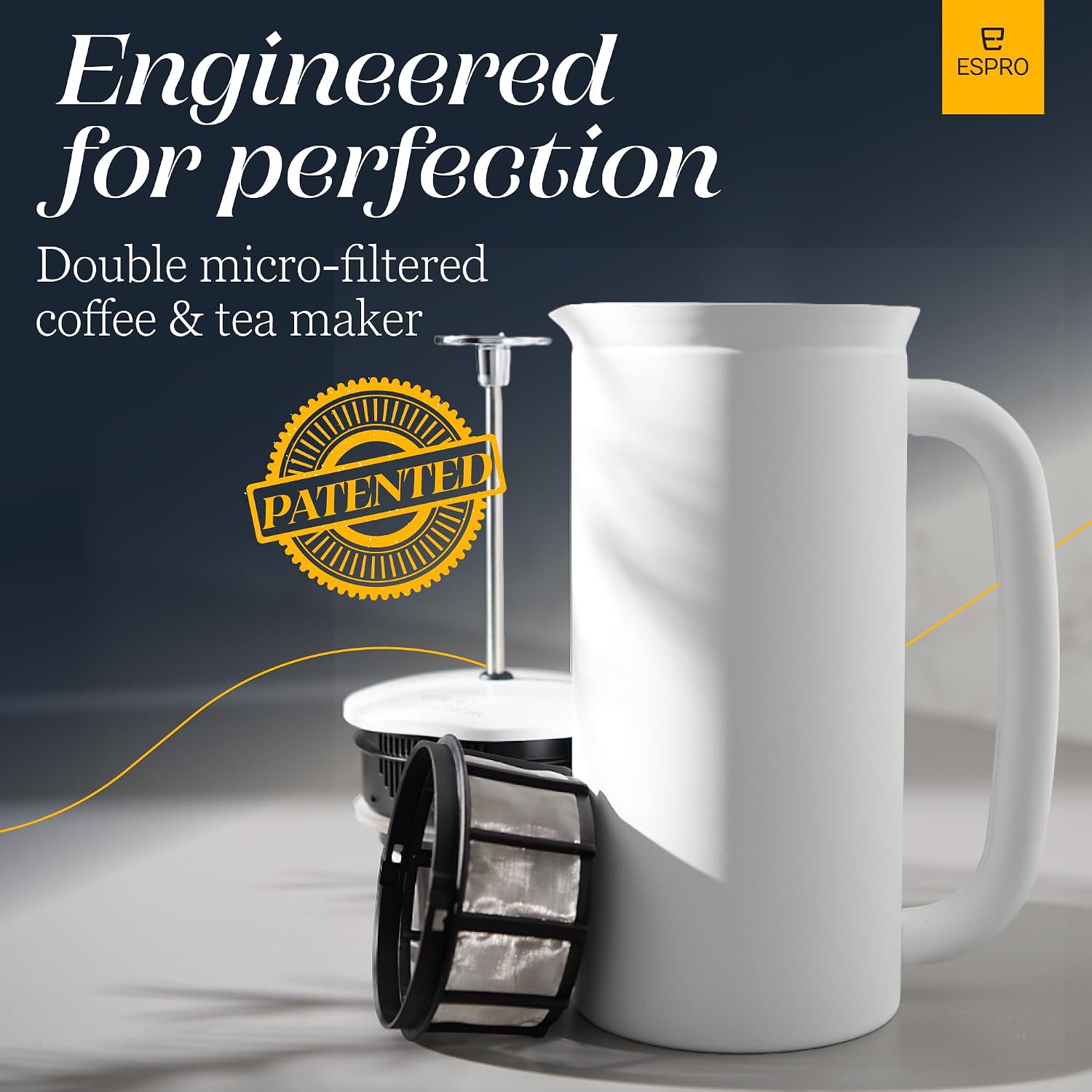 ESPRO P7 French Press, 18oz, Brushed, Stainless Steel Coffee Maker | Double Filter Coffee Press, Grit-Free Coffee, Heat Resistant Insulated tea Press, Easy Hot and Cold Coffee Brewer, Tea Brewer