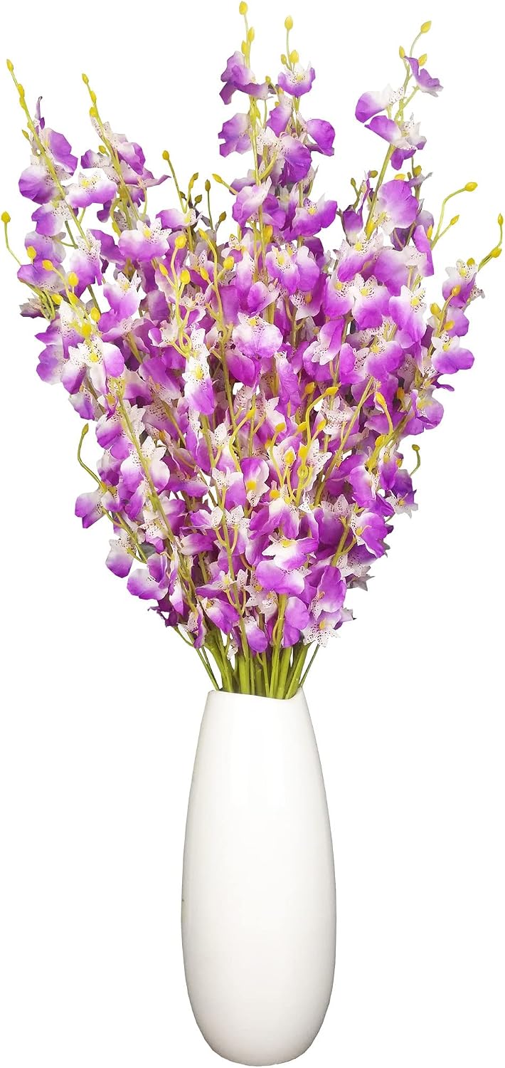 Yellow Artificial Flowers Orchids Silk Fake Flowers in Bulk, 12 Pcs (Each 38.5”), for Wedding Festive Party Home Office Decoration, No Include Vase