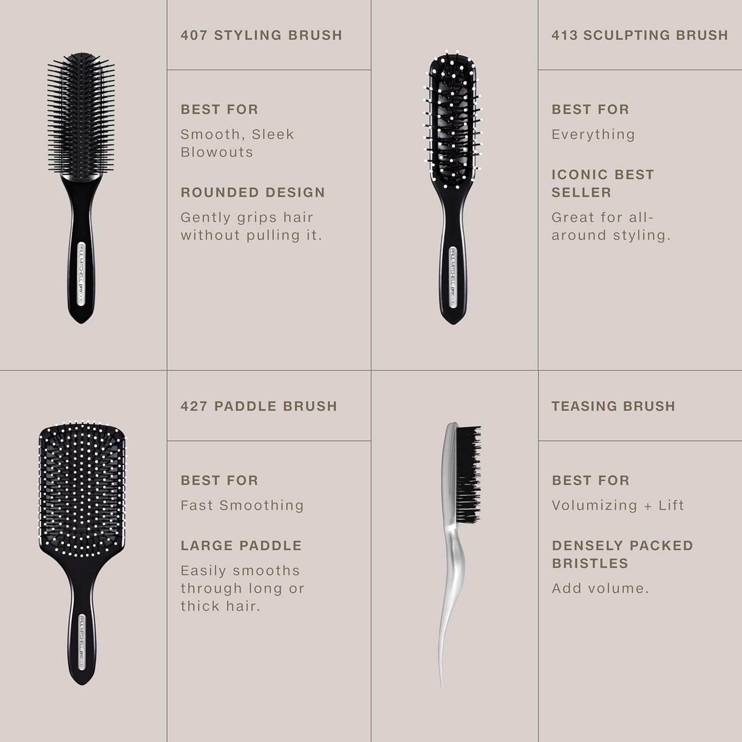 Paul Mitchell Pro Tools 413 Sculpting Brush, Classic Hair Brush for Detangling, Sculpting + Styling Wet or Dry Hair