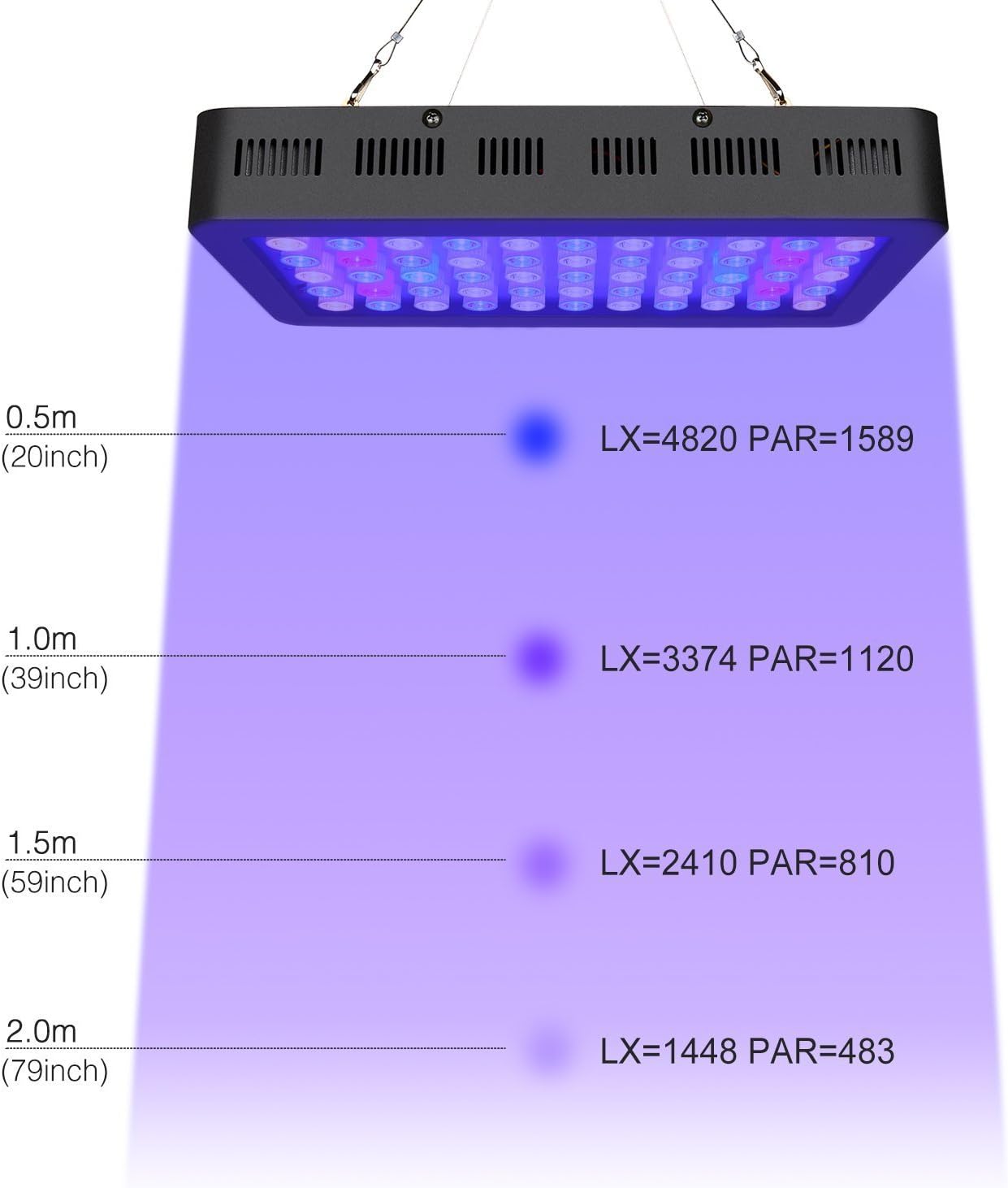 ARKNOAH LED Aquarium Light 165W, Full Spectrum Dimmable | Adjustable Brightness 10-100% for Fresh and Saltwater Tanks