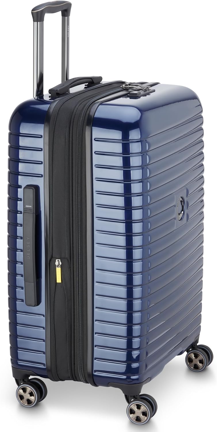 DELSEY PARIS Cruise 3.0, 20 Inch Carry-On Hardside Luggage, Deep Sea Navy | Expandable Suitcase, Lightweight 100% Polycarbonate Shell, Dual-Density Spinner Wheels, USB Port, TSA Lock