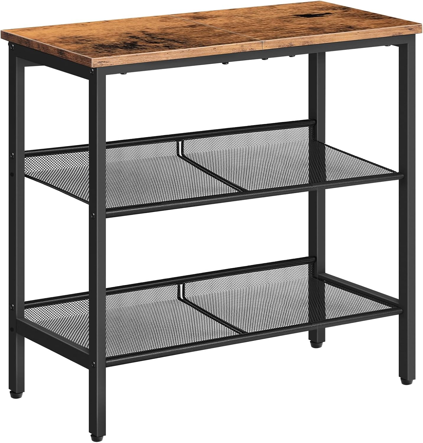 HOOBRO End Table, 3-Tier Narrow Side Table, Nightstand with 2 Flat or Slant Adjustable Shelves for Small Spaces, Hallway, Living Room, Bedroom, Sturdy