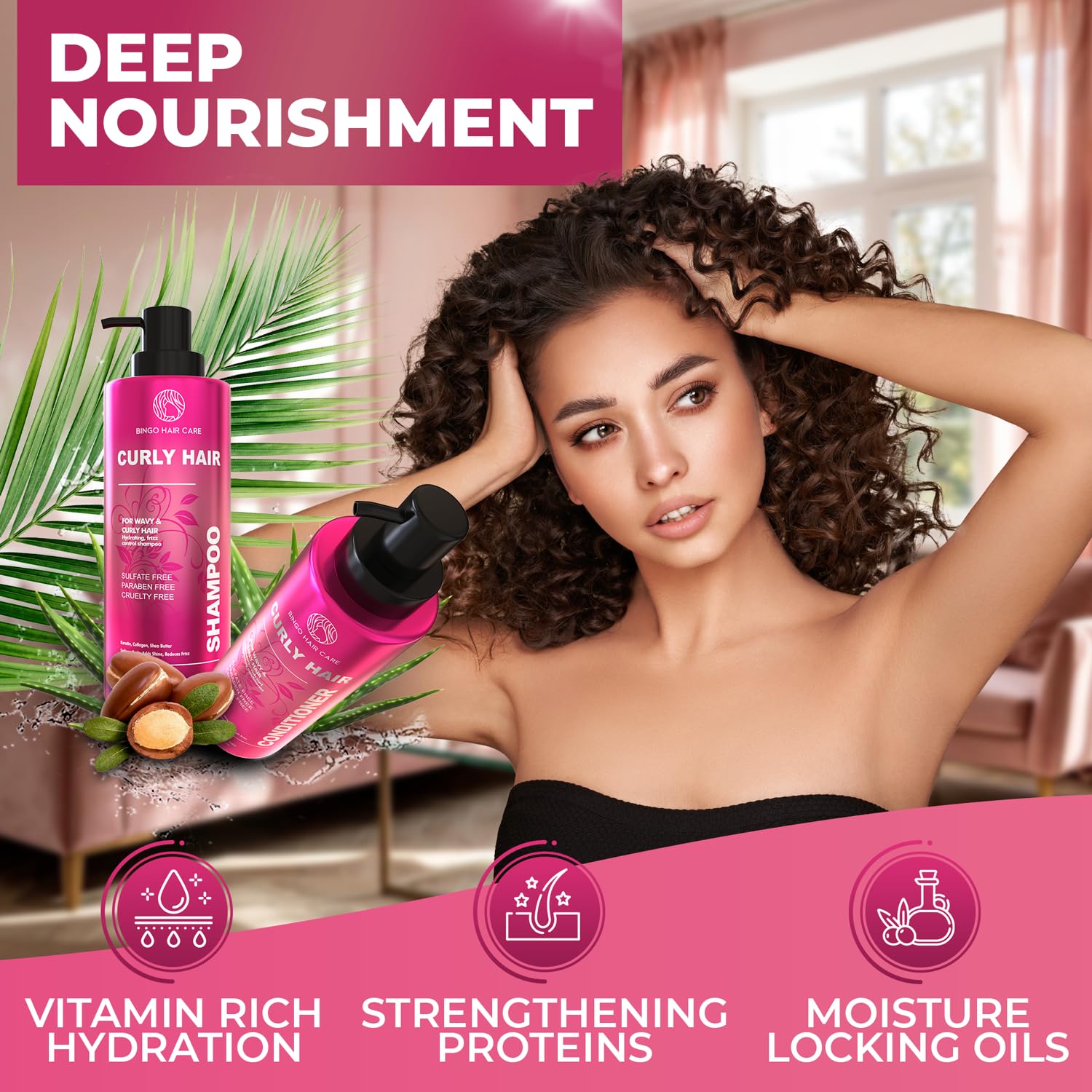 Moroccan Argan Oil Shampoo and Conditioner Set - Sulfate Free, Anti Frizz Hydrating Care for Women - Deep Moisturizing Treatment for Color, Keratin Treated, Curly, Damaged and Dry Hair