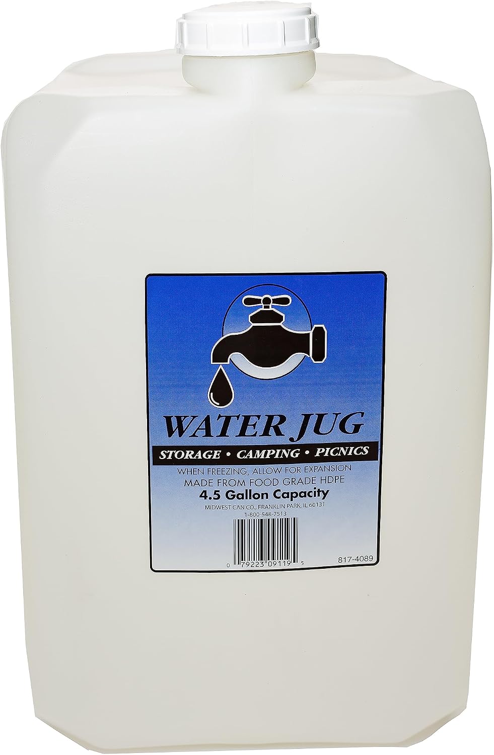 Midwest Can 9119 Water Can with Cap - 4.5 Gallon Capacity