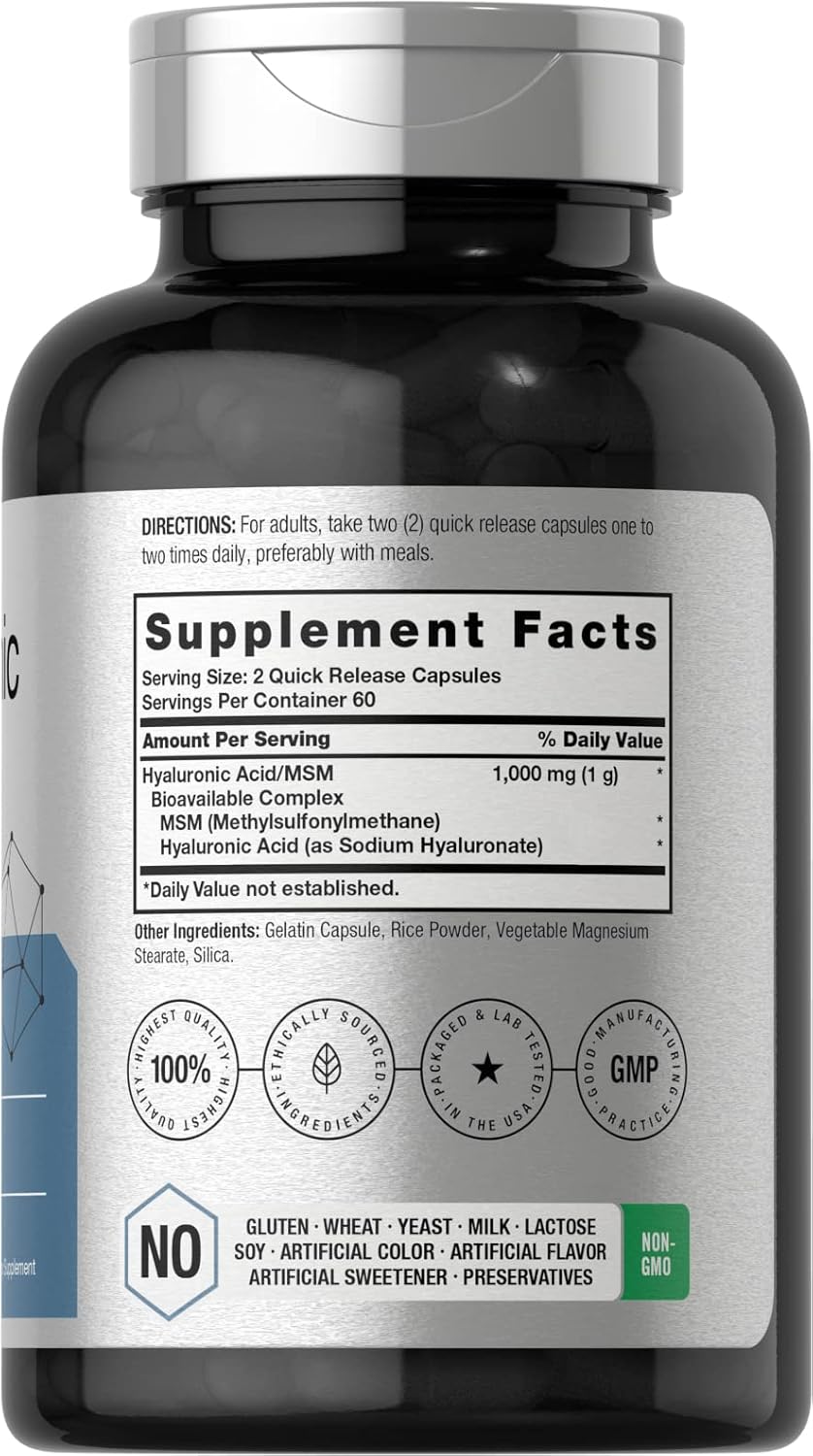 Horbäach Hyaluronic Acid with MSM | 1000 mg | 120 Capsules