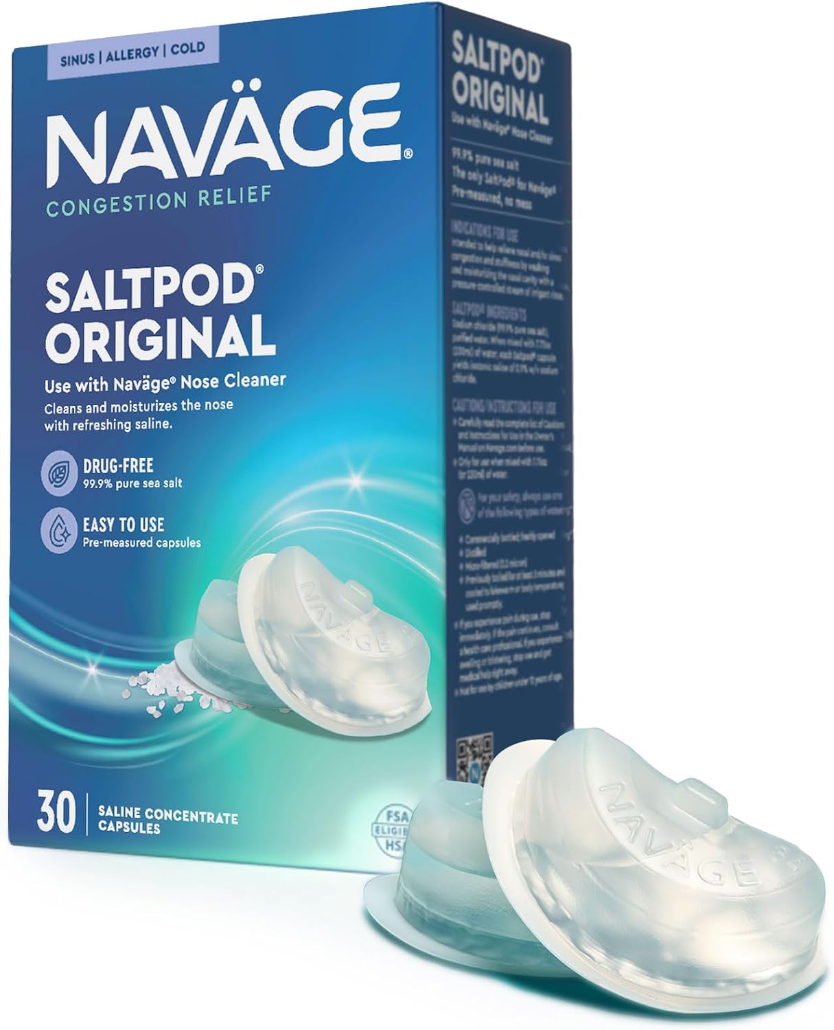 Navage® SaltPods Refills, Original Sea Salt Formula, 90 Count | Pre-Measured Precision: Clears Mucus and Irritants for Breathable, Comfortable Sinuses