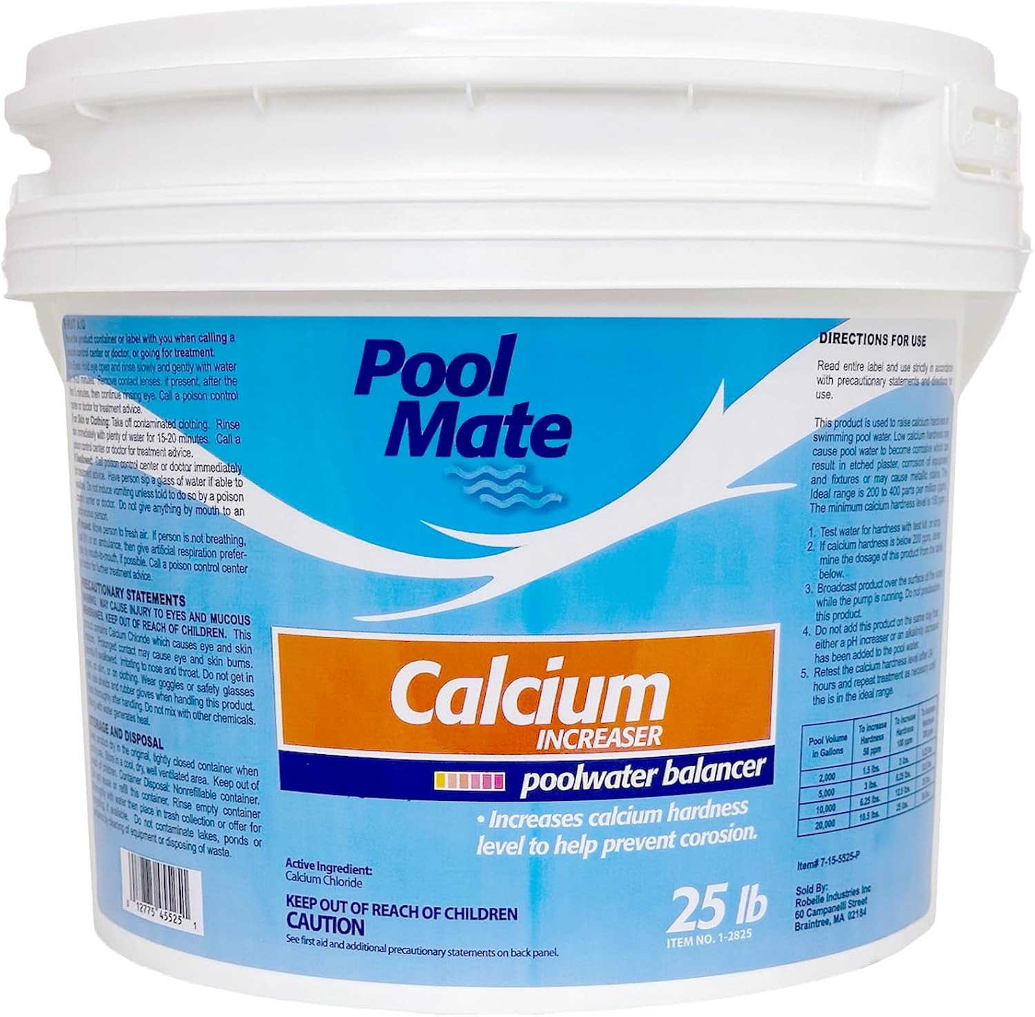 Pool Mate 25-Pounds Premium Calcium Hardness Increaser for Pools | Calcium Up, 100% Calcium Chloride, 8 ounces raises calcium hardness level 10 ppm per 5,000 gallons of water, Made in USA