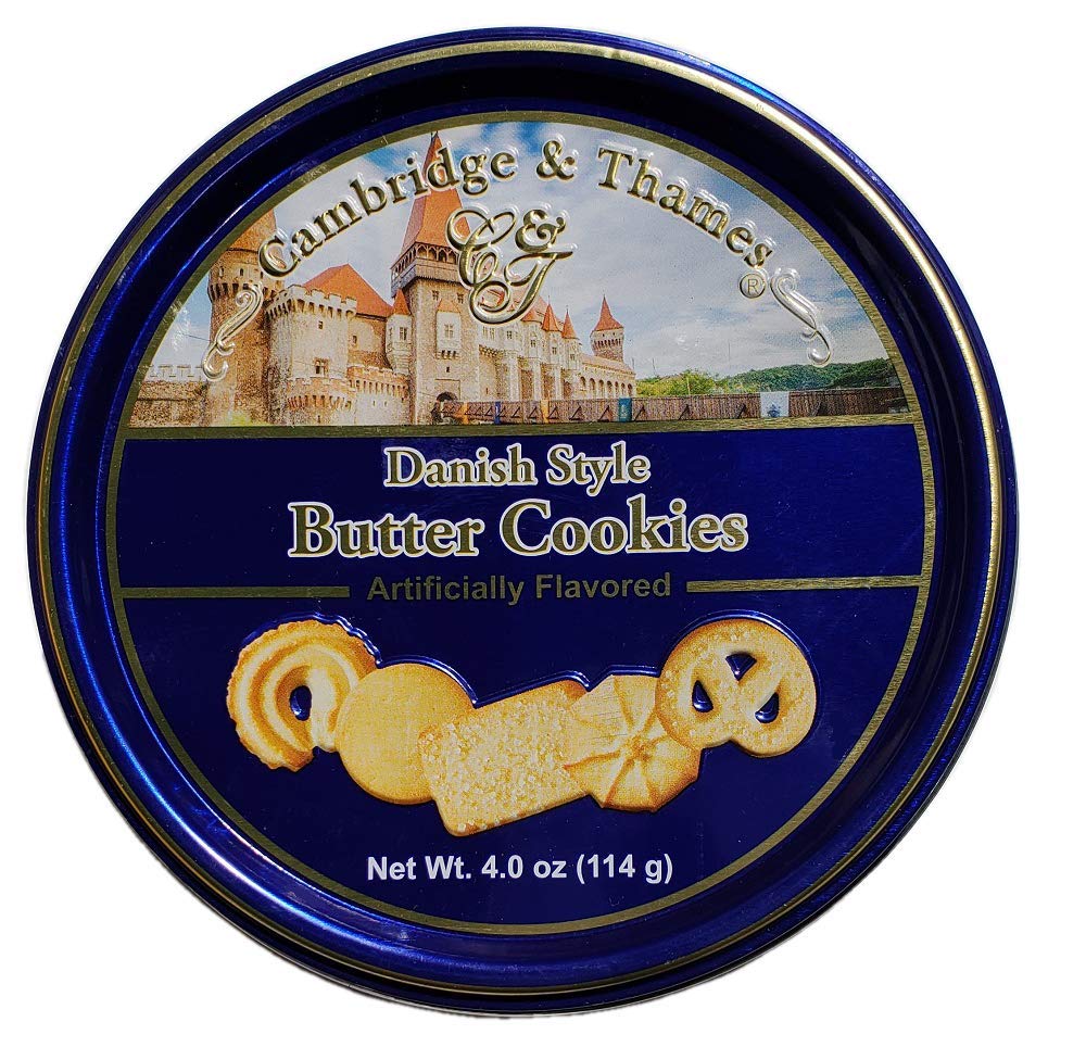 Cambridge and Thames Danish Butter Style Butter Cookies - 4 Oz. Mini Gift Tin - 3 Pack