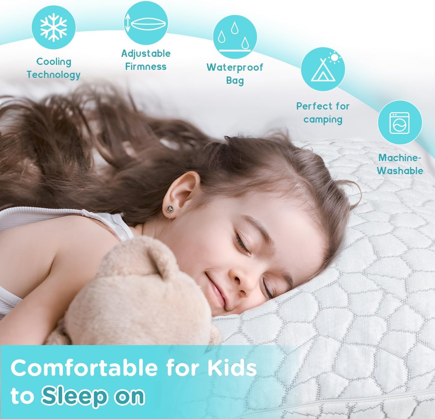 SUPA MODERN Cooling Pillow Queen Size Set of 2, CertiPUR-US Shredded Memory Foam Pillows for Sleeping, Cool Bed Pillows for Hot Sleepers, Adjustable Firm Pillow for Side,Back,Stomach Sleepers
