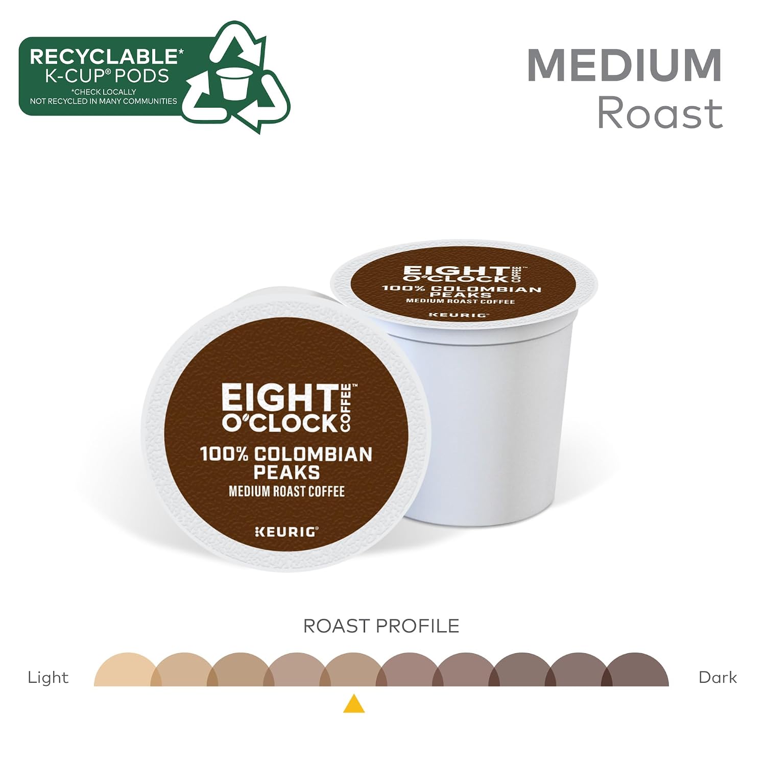 Eight O'Clock Coffee The Original, Single-Serve Keurig K-Cup Pods, Medium Roast Coffee Pods, 72 Count