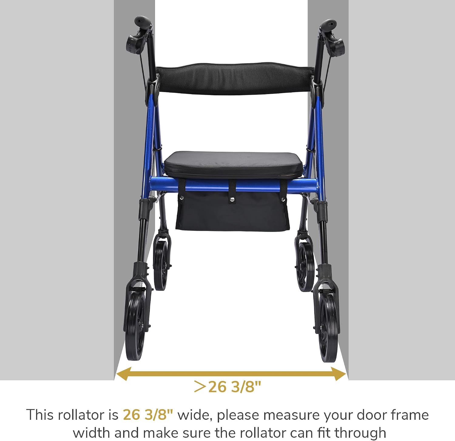 AW Rollator Walker with Seat Foldable, Medical Upright Bariatric Rolling