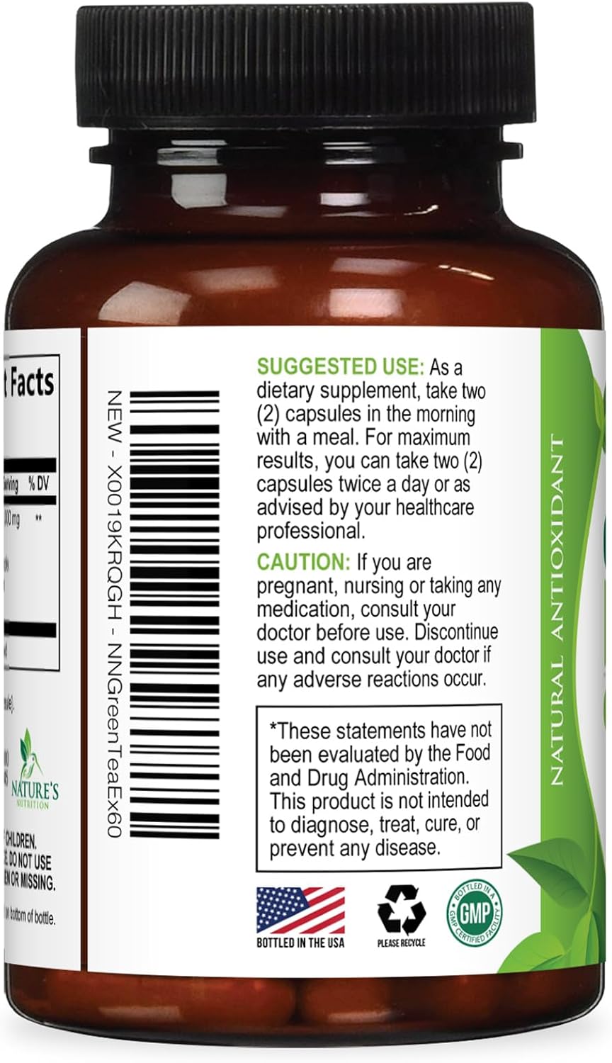 Green Tea Extract Capsules - 3X Strength Green Tea Extract 1000 mg Per Serving Pills with 45% EGCG & 98% Polyphenols for Natural Energy - Antioxidant Herbal Heart Support Supplement - 240 Capsules