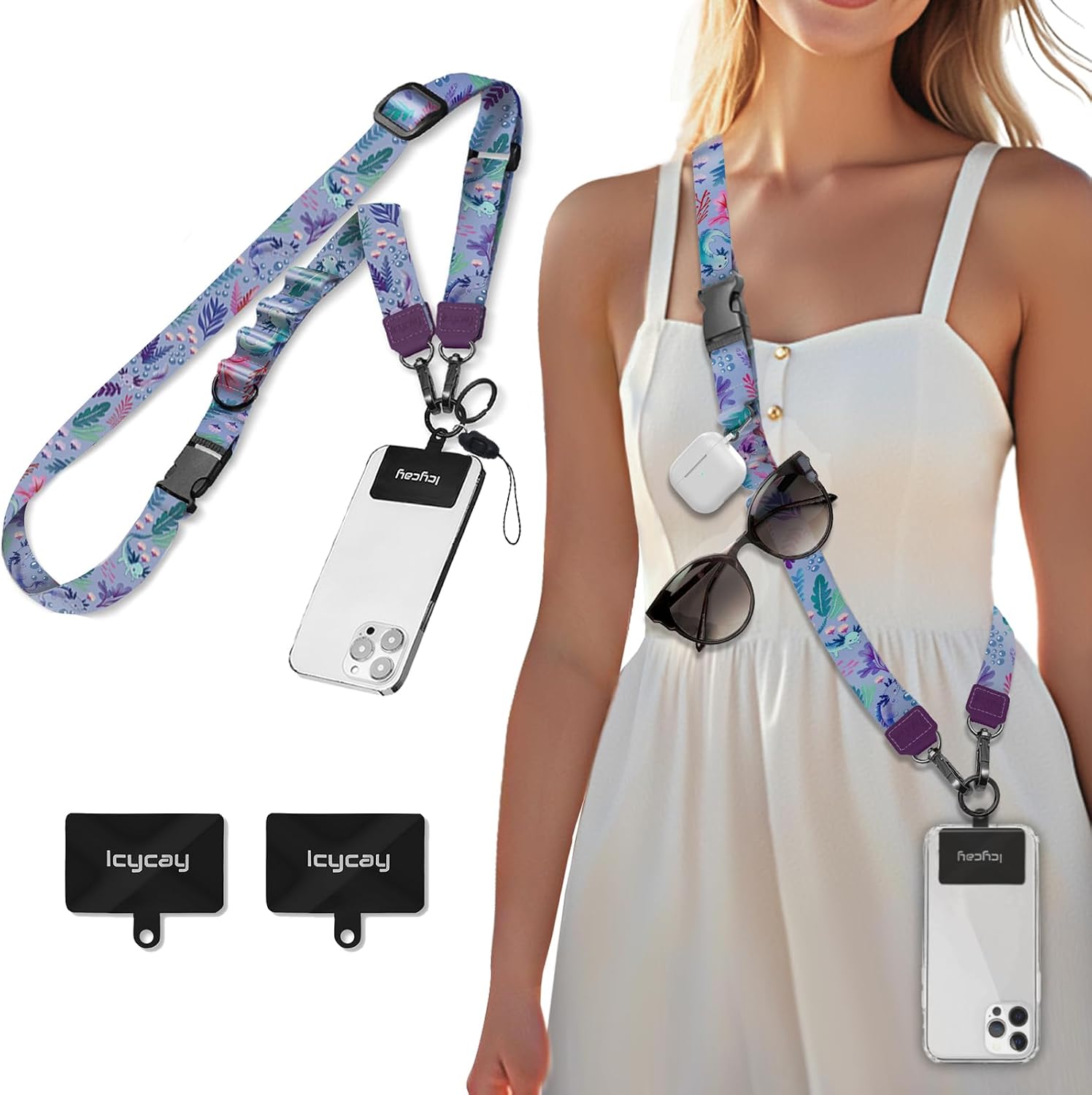 Icycay Phone Lanyard Crossbody Strap Neck Adjustable Teacher Women Cat