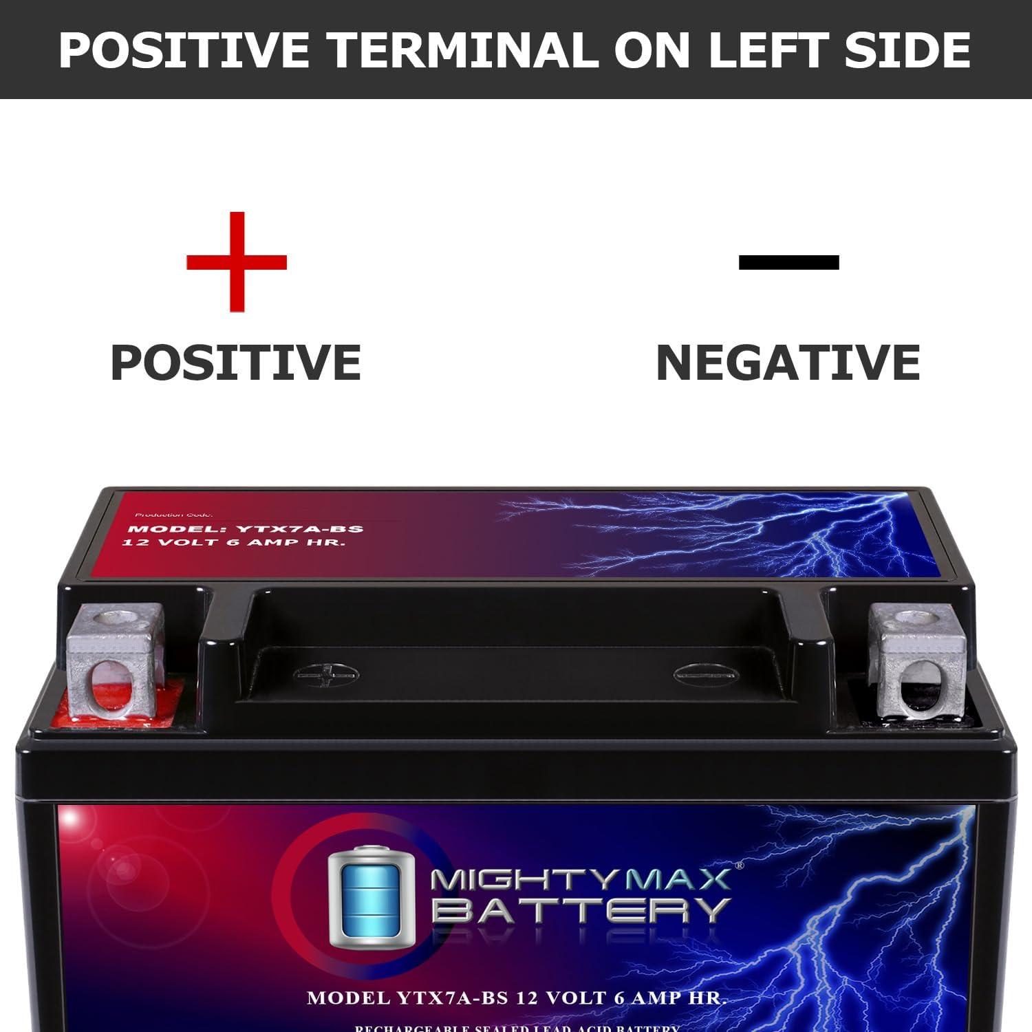 Mighty Max Battery YTX7A-BS -12 Volt 6 AH, 105 CCA, Rechargeable Maintenance Free SLA AGM Motorcycle Battery