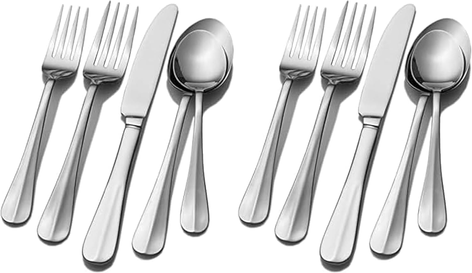 Pfaltzgraff Frost 53-Piece Flatware Set, 18/0 Stainless Steel Silverware Set for 8 with Steak Knives, Serving Pieces, Dishwasher Safe
