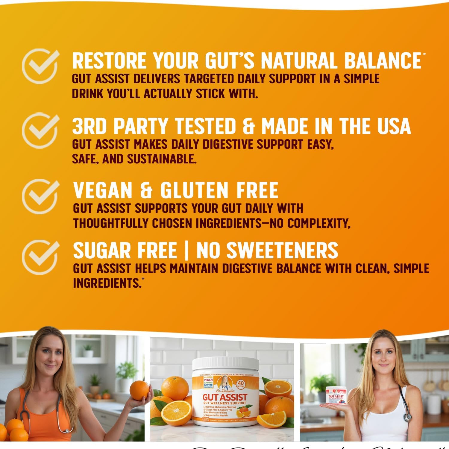 Gut Assist Leaky Gut Support Powder | 40-Servings with L-Glutamine, Arabinogalactan, Licorice Extract