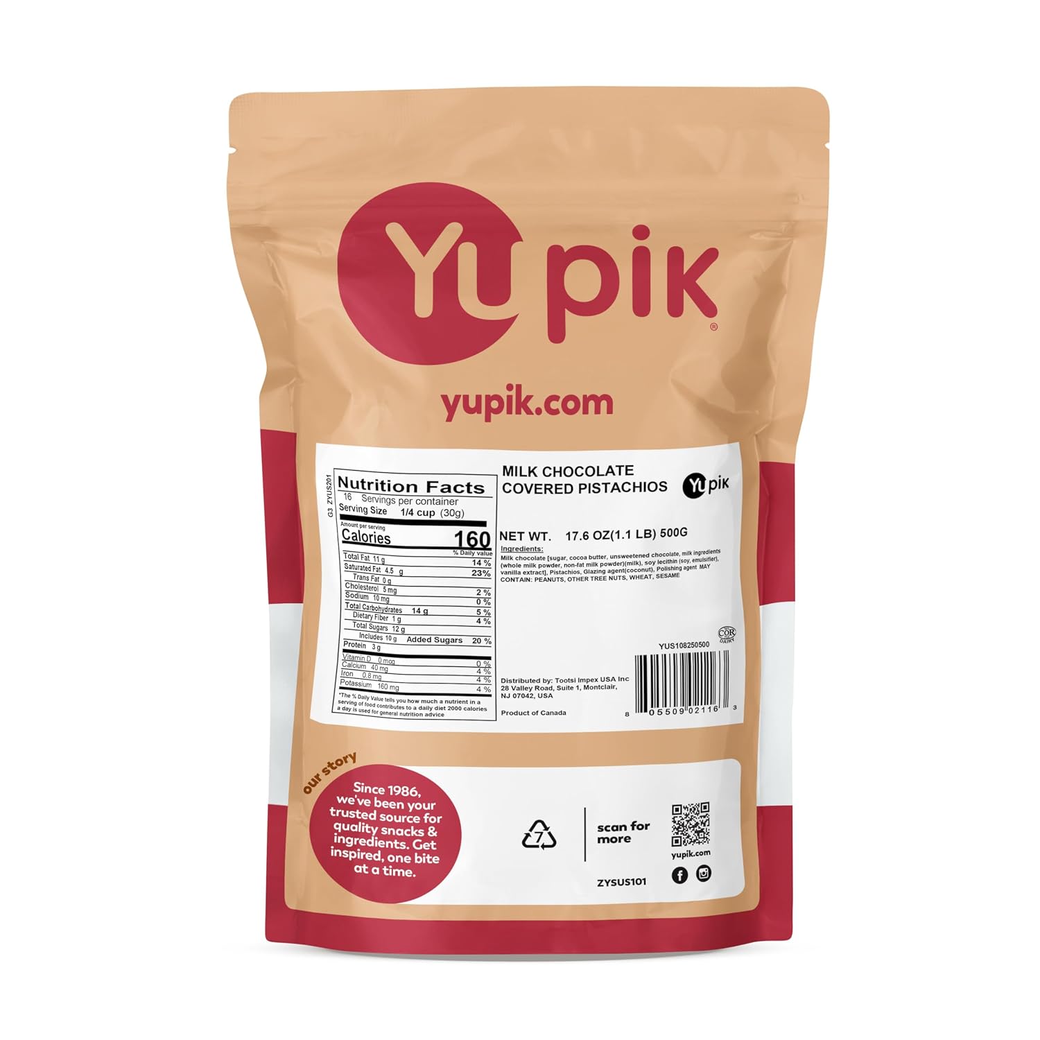 Yupik 60% Dark Chocolate Covered Almonds, 2.2 lb (35.2 oz), Kosher, Whole Nuts, Almonds Dipped in Chocolate, Crunchy & Smooth, Dark Chocolate Candy, Classic Sweet Snacks