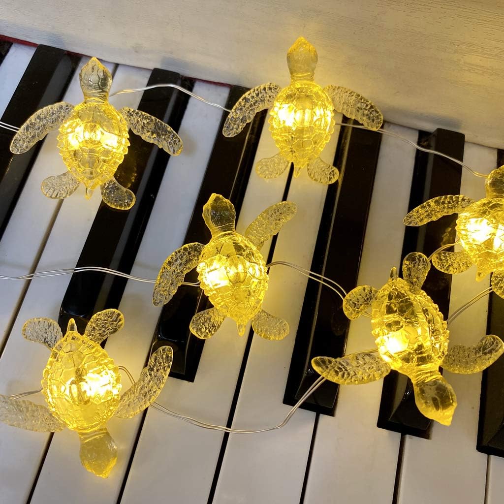 Beach Theme -Cute Green Sea Turtle String Lights- Ocean Fairy Decorative Lights- 10ft 30 LEDs -USB Powered -Multi-Function- Remote Control-Christmas