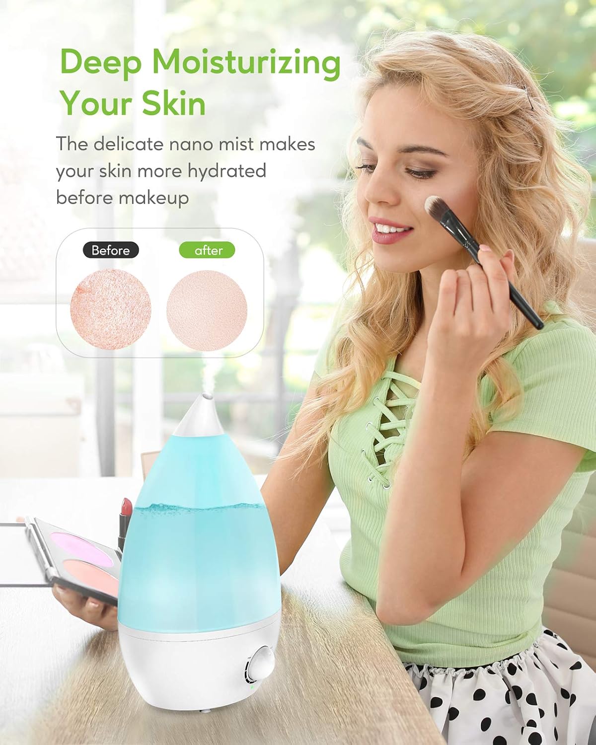 MEGAWISE 1.5L Cool Mist Humidifier for Bedroom, 25dB Quiet