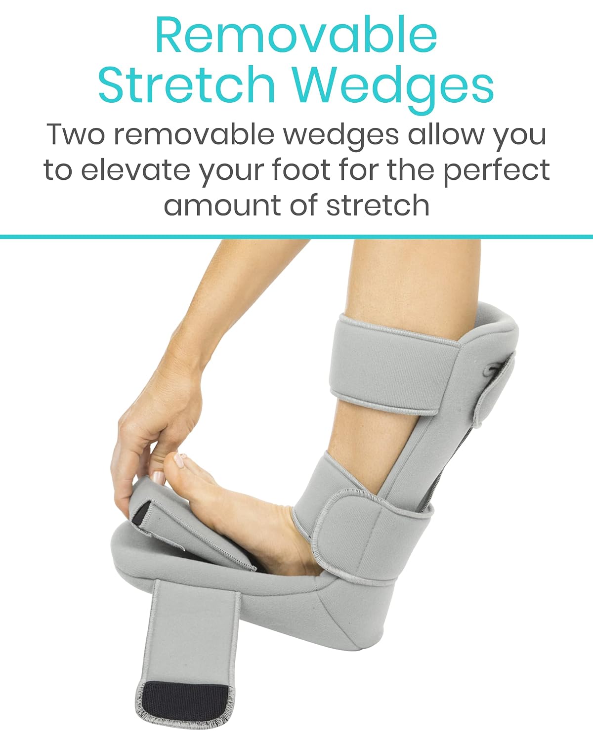 Vive Plantar Fasciitis Night Splint Plus Trigger Point Stretch Wedges | Soft Leg Brace Support, Orthopedic Sleeping Immobilizer Stretch Boot (Large: Men's: 8.5-11, Women's: 10-12)
