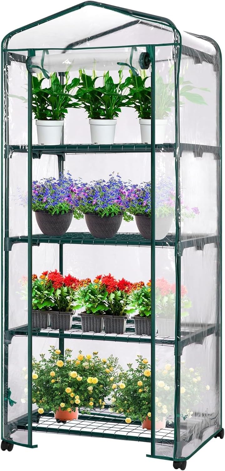 VIVOSUN Mini 4-Tier Greenhouse with Wheels