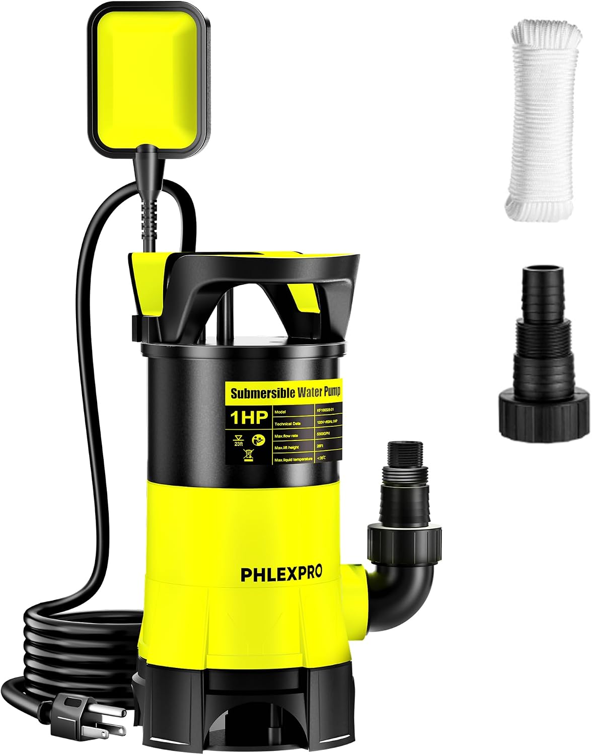 1/2HP Automatic Submersible Sump Pump, 5300 GPH Water Pump | 3/4" Garden Hose Check Valve Adapter, 2650 GPH Water Removal for Swimming Pool Cover Hot Tubs Flooded House Basement