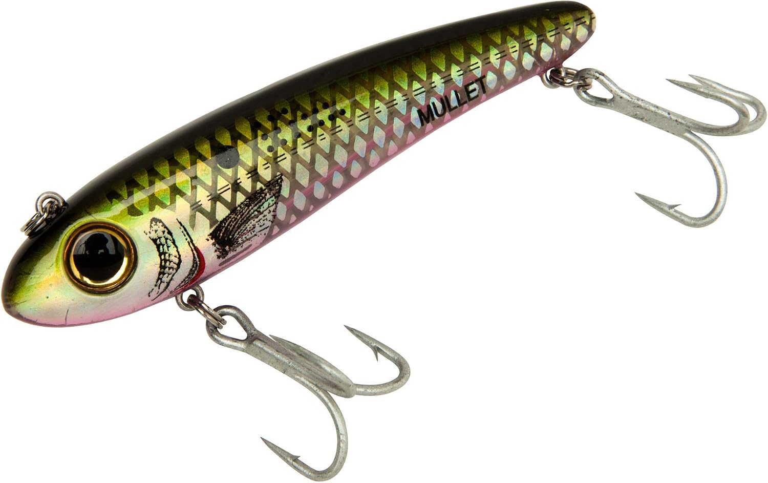 Bomber Lures Mullet Slow-Sinking Twitch / Walking Saltwater Fishing Lure - Excellent for Speckled Trout, Redfish, Stripers and More, 3 1/2 Inch, 5/8 Ounce