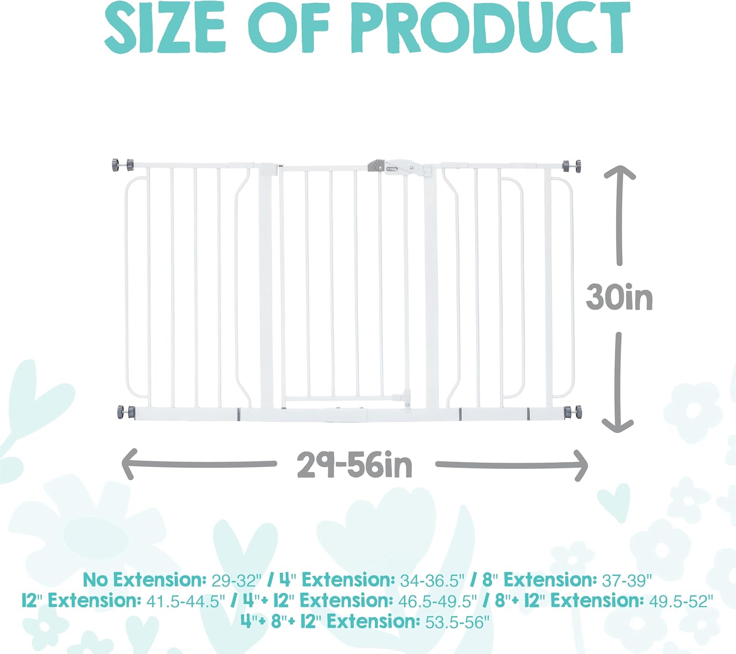 Regalo Safety 29"-49" Extra Wide Baby Gate, Bottom of Stairs & Doorways | Pressure Mounted with Door, For Babies, Toddlers & Pets, White, Tested & Trusted for 30 Years