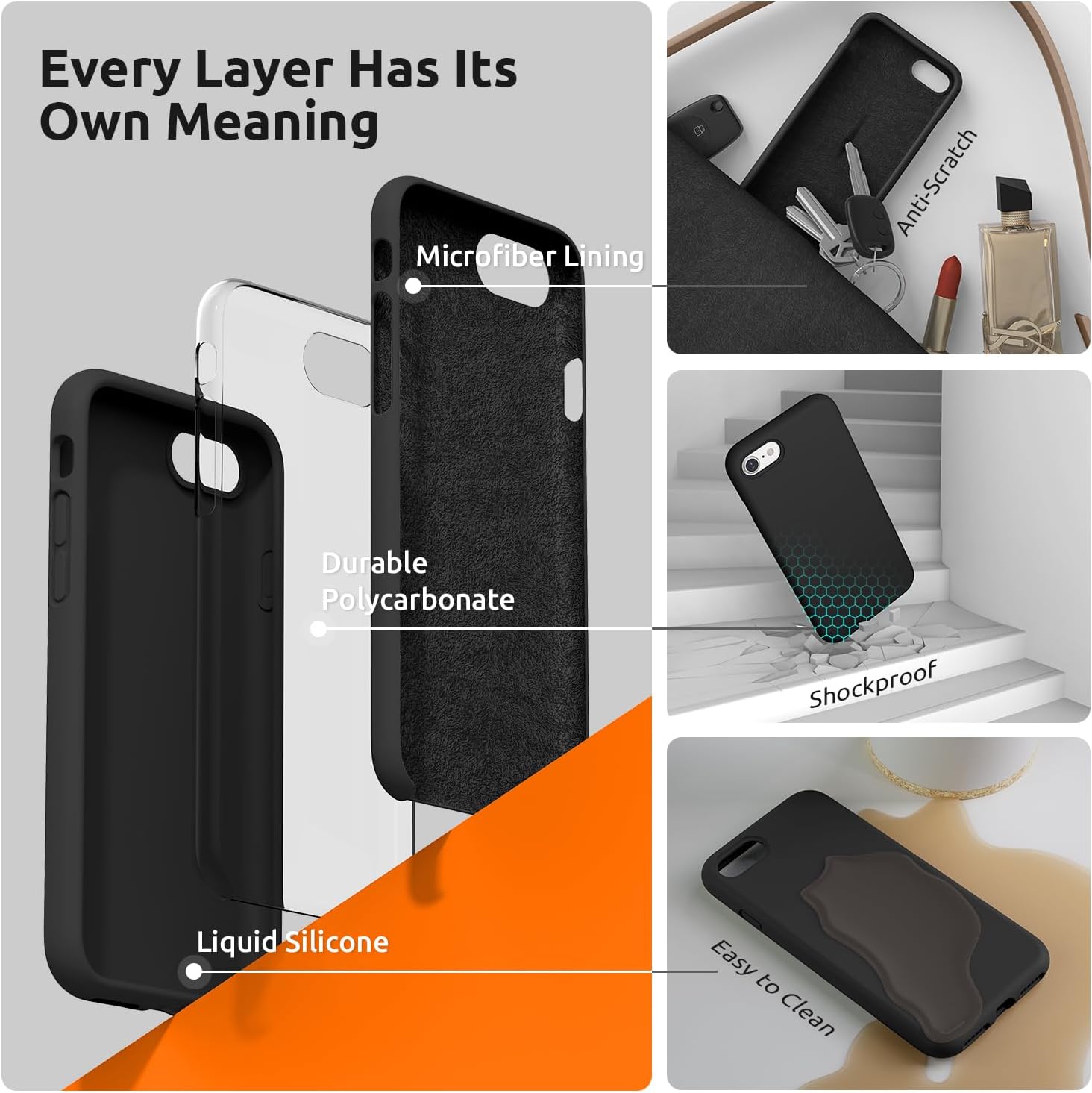 SURPHY Designed for iPhone SE Case, iPhone 8 Case, iPhone 7 Case, Liquid Silicone Phone Case for iPhone se 3rd 2nd SE 2022 SE 2020, Blue