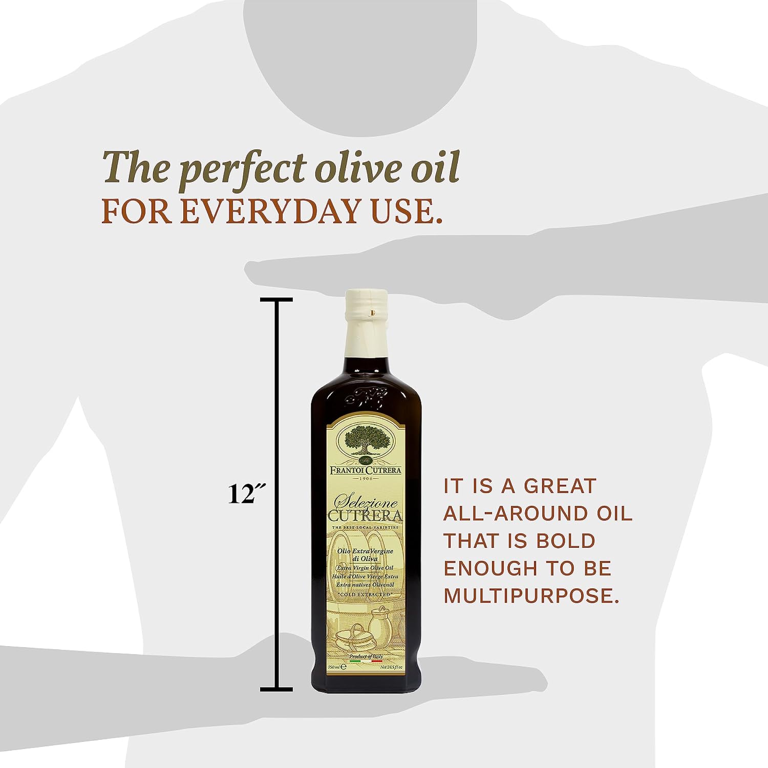 Frantoi Cutrera - Selezione - Extra Virgin Olive Oil from Italy, Sicilian Pure EVOO, Premium 2022/23 Early Harvest First Cold Pressed, Olive Oil High in Polyphenols, 24.5 fl oz (Pack of 1)