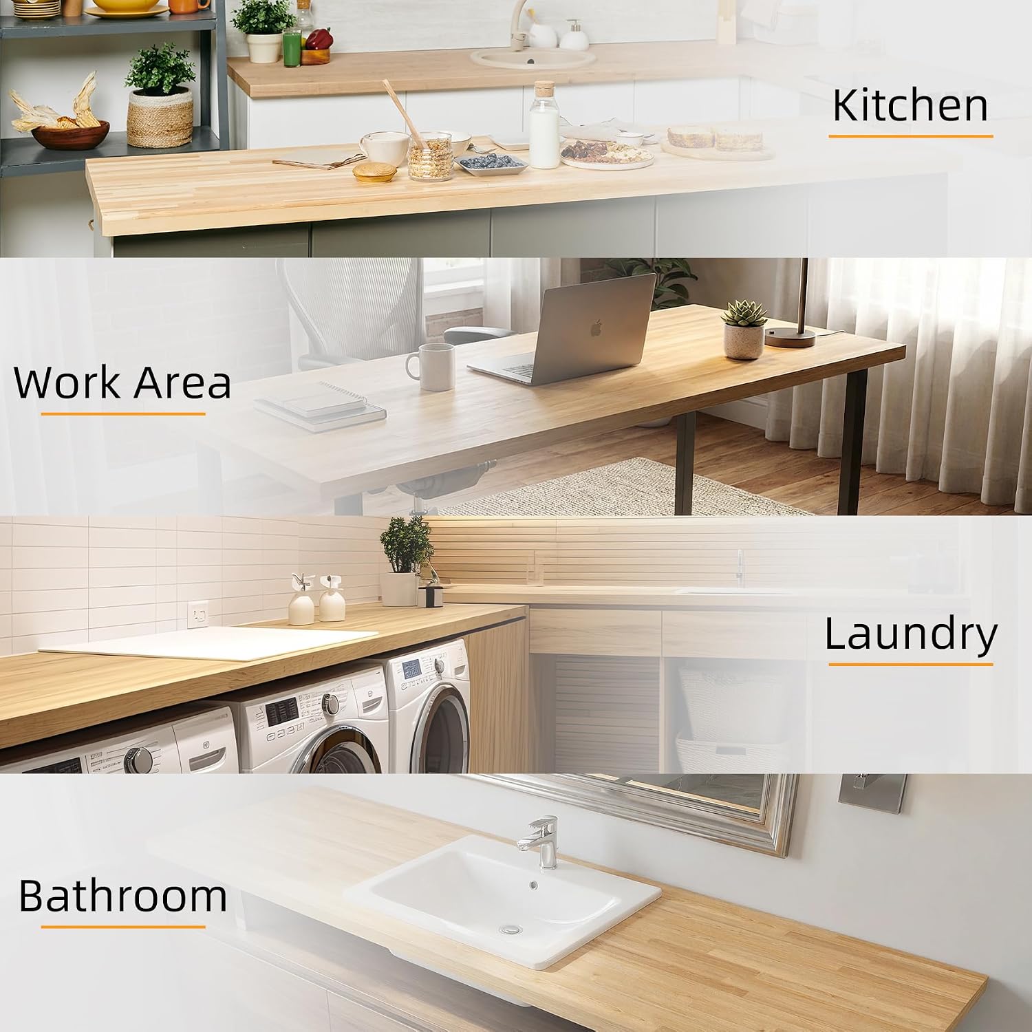 Butcher Block Countertop Wood Tabletop - 4FT Solid Birch Wood Table Top, Unfinished Hardwood Butcher Block Slab for Kitchen Countertops, Island, Desk Top, Workbench Top, Tabletop 50"x25"x1.5"