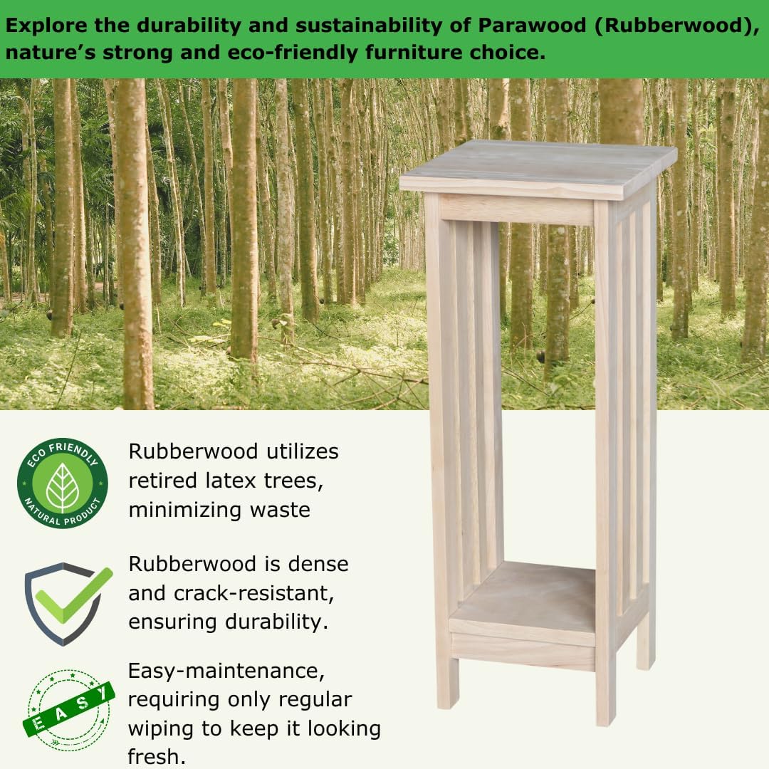 IC International Concepts Solid Wood Mission Plant Stand, Unfinished