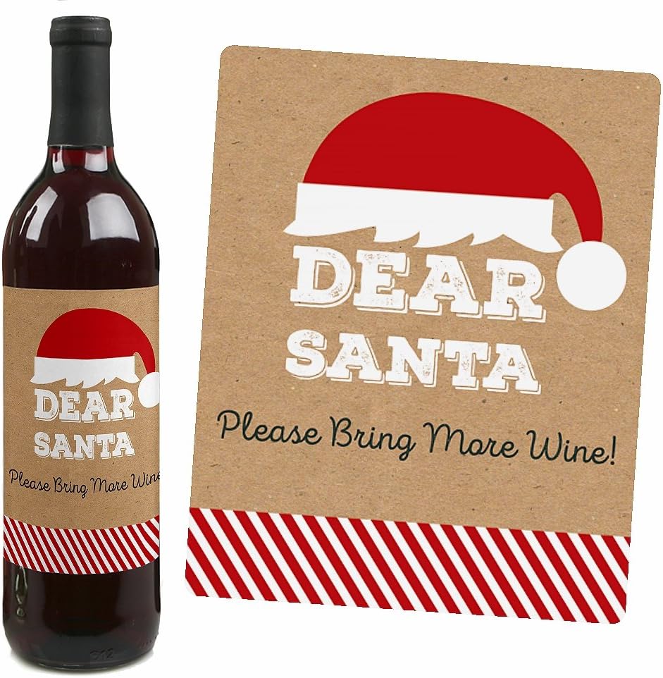 Big Dot of Happiness Ugly Sweater - Holiday and Christmas Wine Bottle Label Stickers - Set of 4