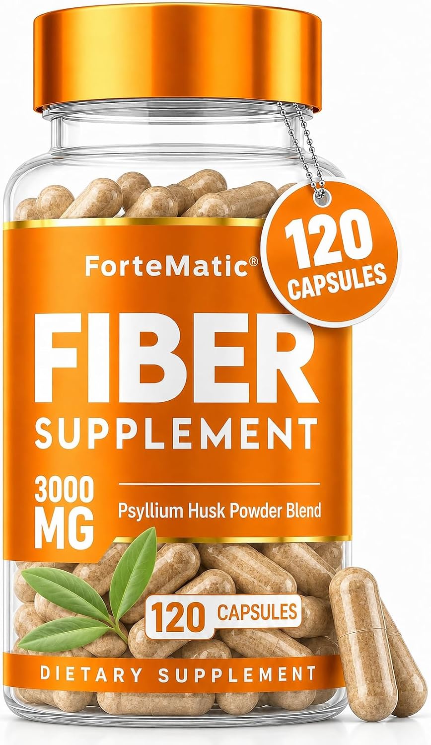 Psyllium Husk Capsules 3000mg – Fiber Supplement for Digestive Health, Gut Health & Regularity, Soluble Fiber Supplement with Aloe Vera