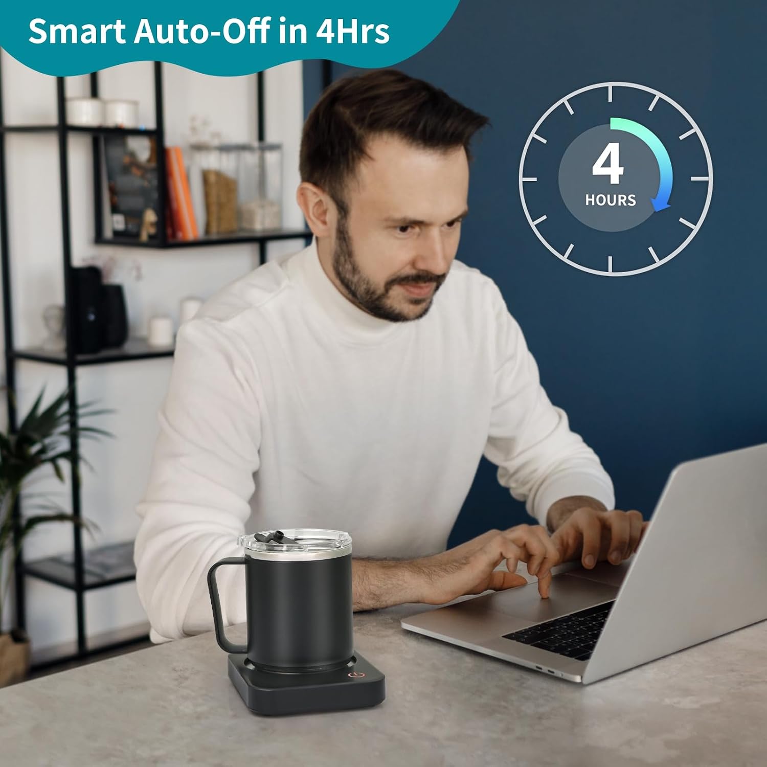 VOBAGA Coffee Mug Warmer for Desk with Auto Shut Off & 3-Temp Settings, Coffee Cup Warmer with Smart Safety Alert Home Office Accessory