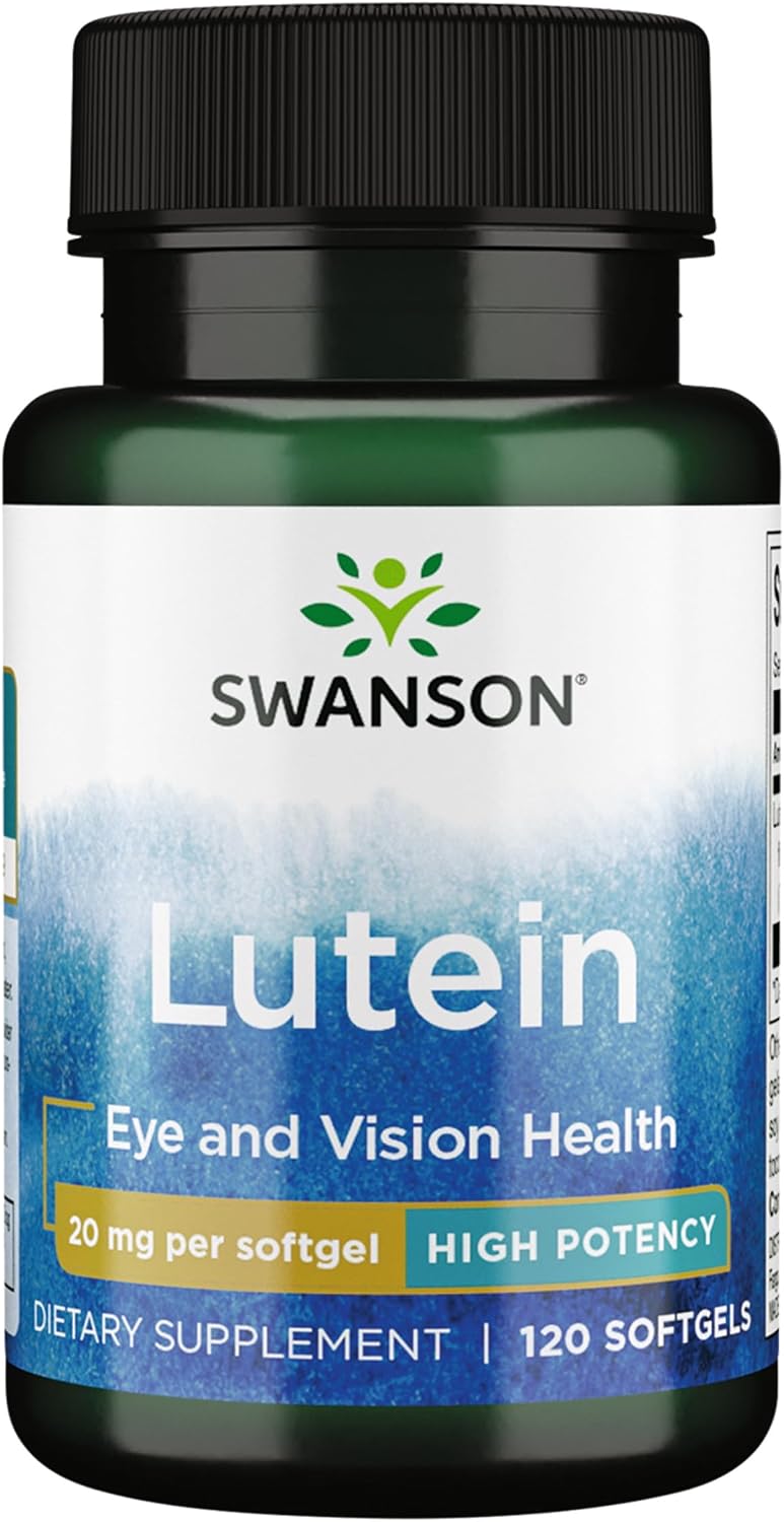 Swanson Lutein Eye Health Supplement, 20 mg, 120 Softgels | Sourced from Marigold Flowers, Promotes a Healthy Retina and Macula and Helps Fight Eye Fatigue and Eye Strain