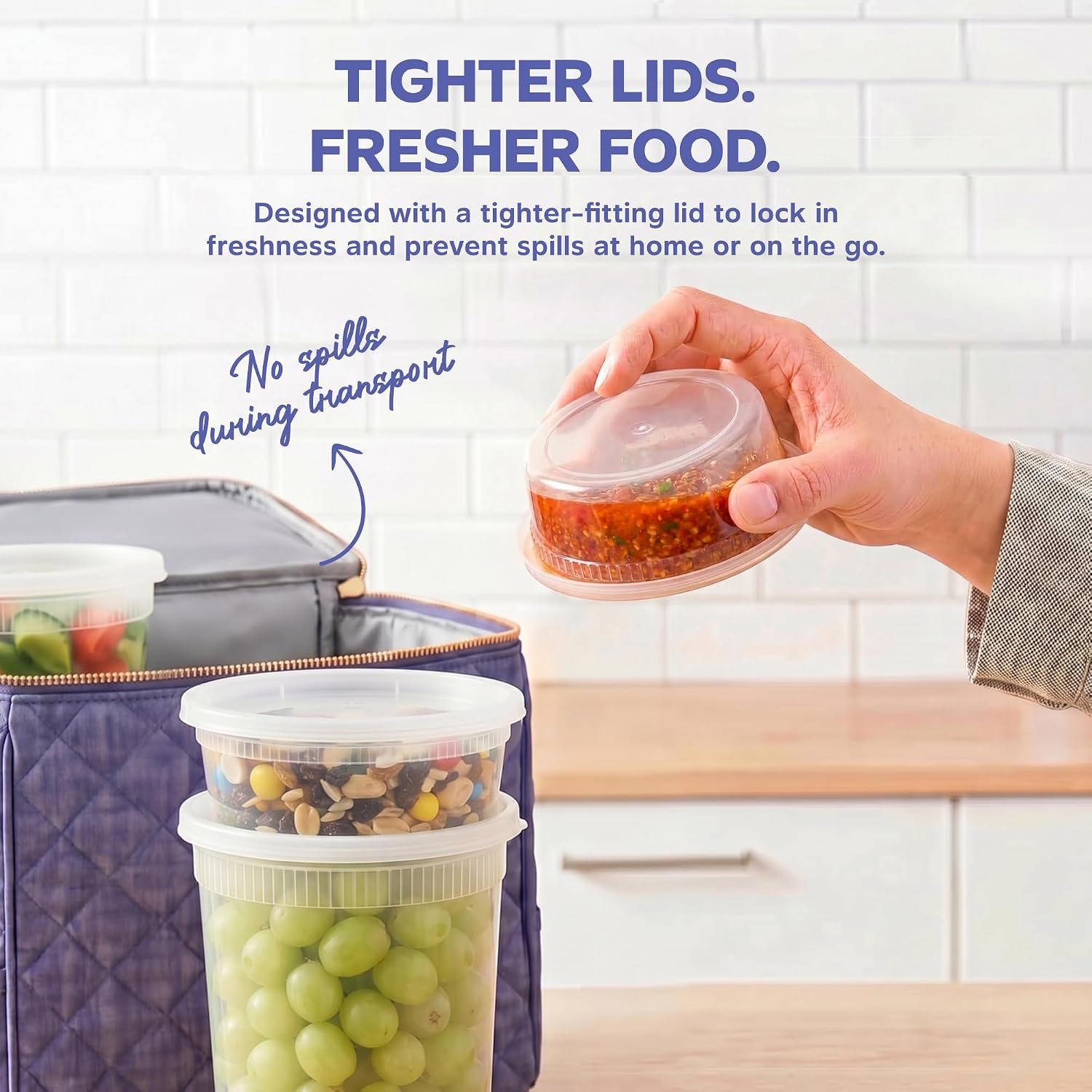 GUSTO 32 oz Plastic Deli Containers with Lids [24 Sets] Food Storage | Microwave, Dishwasher & Freezer Safe, Disposable or Reusable, BPA Free, Leak-Proof, Soups, Takeout, Meal Prep & Leftovers