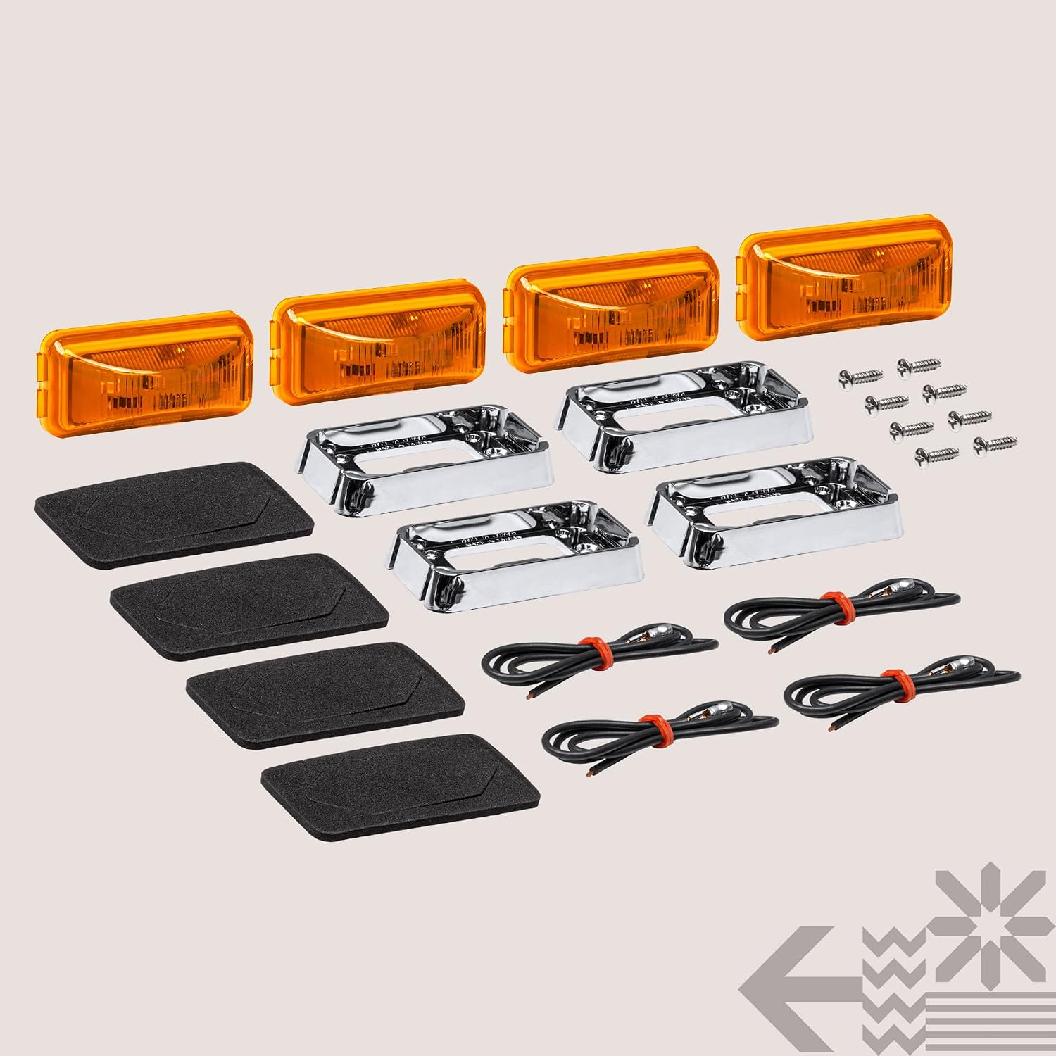 TRUE MODS 2pc 2.5" Amber Rectangle LED Trailer Marker Lights for Truck RV
