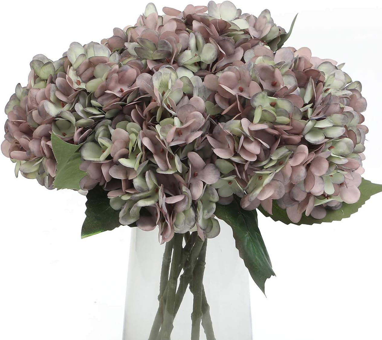Kimura's Cabin 6pcs Silk Hydrangeas Artificial Flowers,Deep Lake Blue