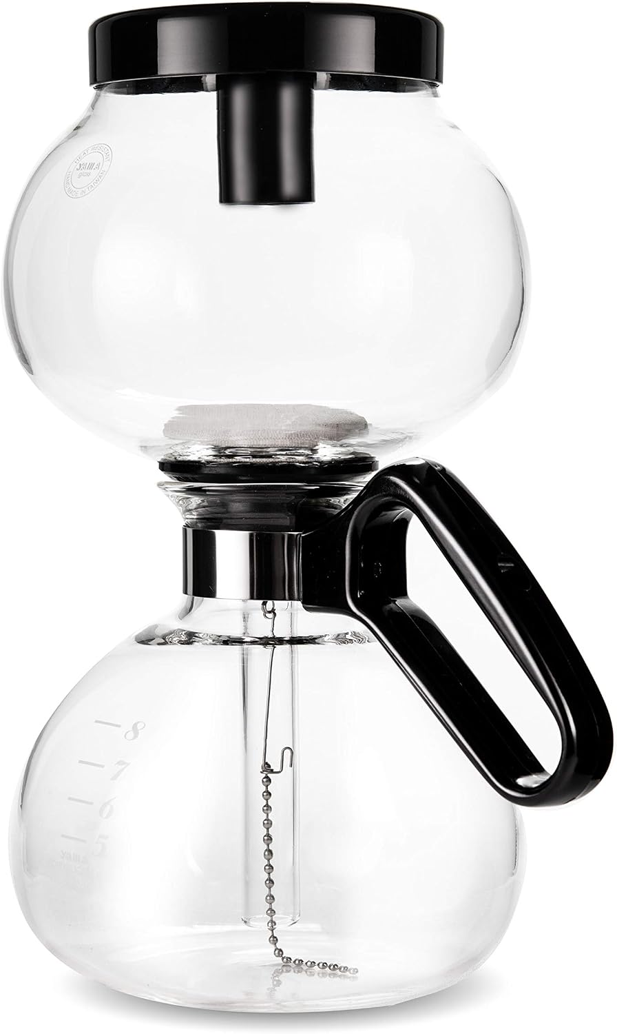 Yama Glass 5-Cup Stovetop Siphon Coffee Maker, 15 Oz Vacuum Brew, Heat-Resistant Borosilicate Glass