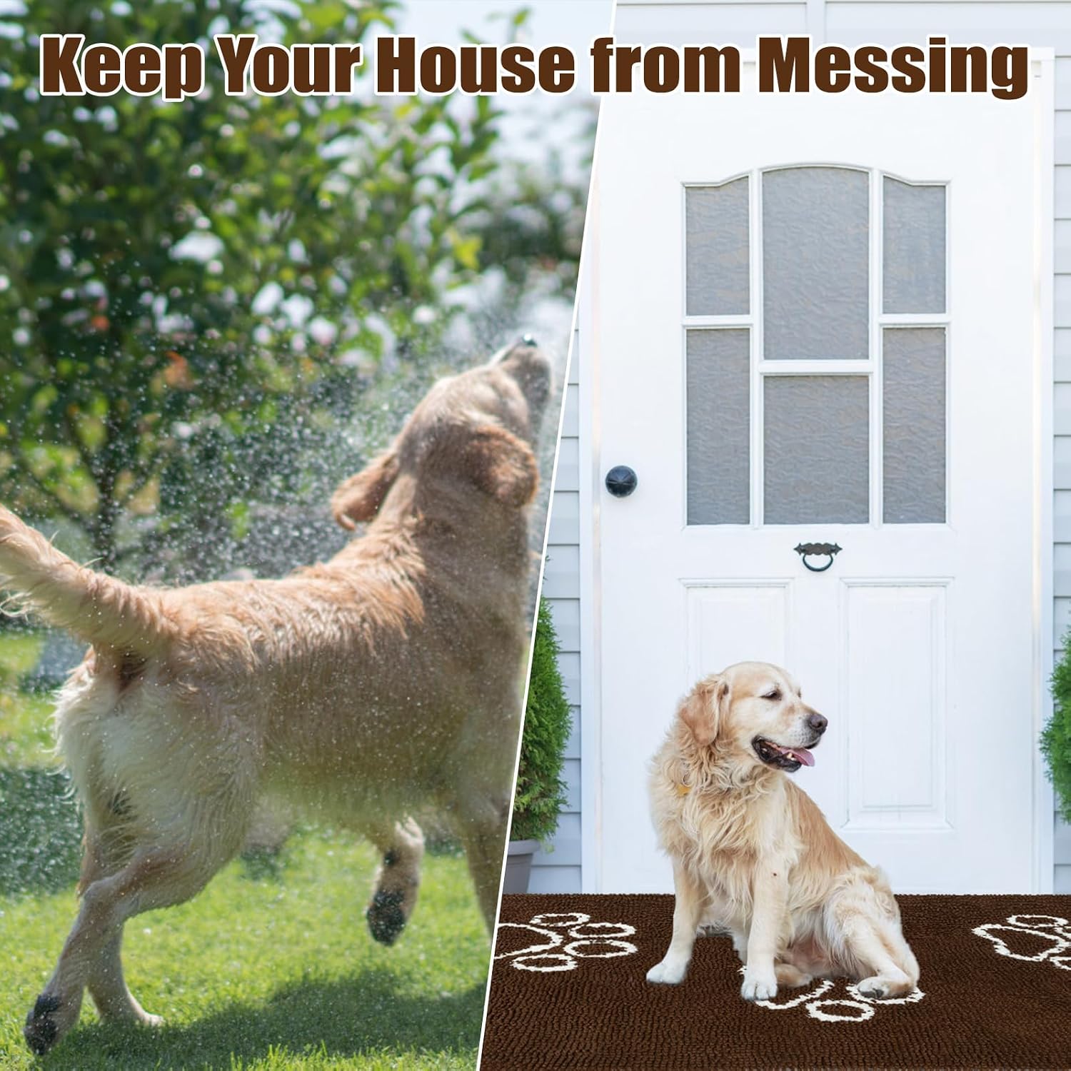 Dog Door Mat for Muddy Paws - Highly Absorbent Microfiber Pet Rug, Quick Dry Chenille Dog Runner Rug Indoor Outdoor, Non-Slip Entryway Carpet Washable Mud Mat for Dogs, Blue 60"x30"