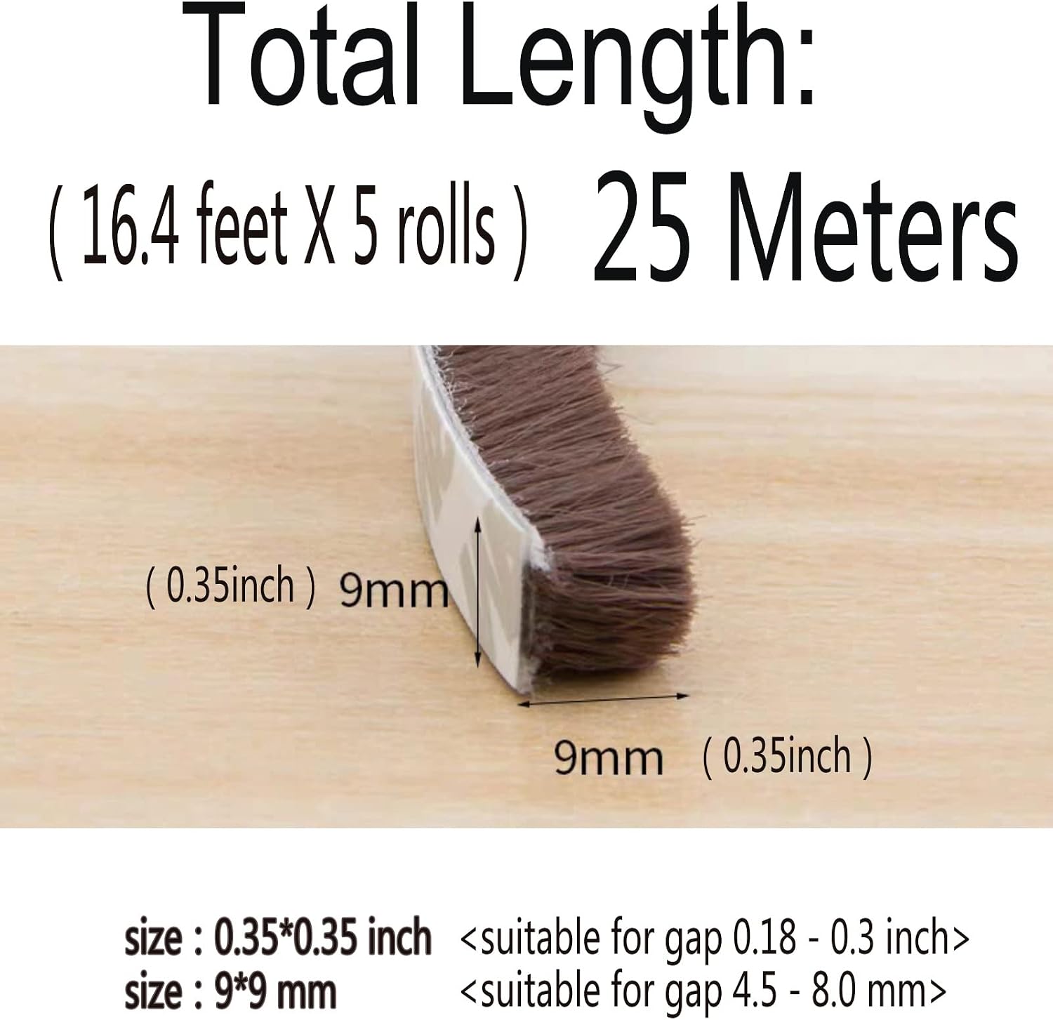 Self-Adhesive Pile Weather Stripping Seal for Sliding Windows and Door Frames, 16.5ft x 11/32 inch, Grey
