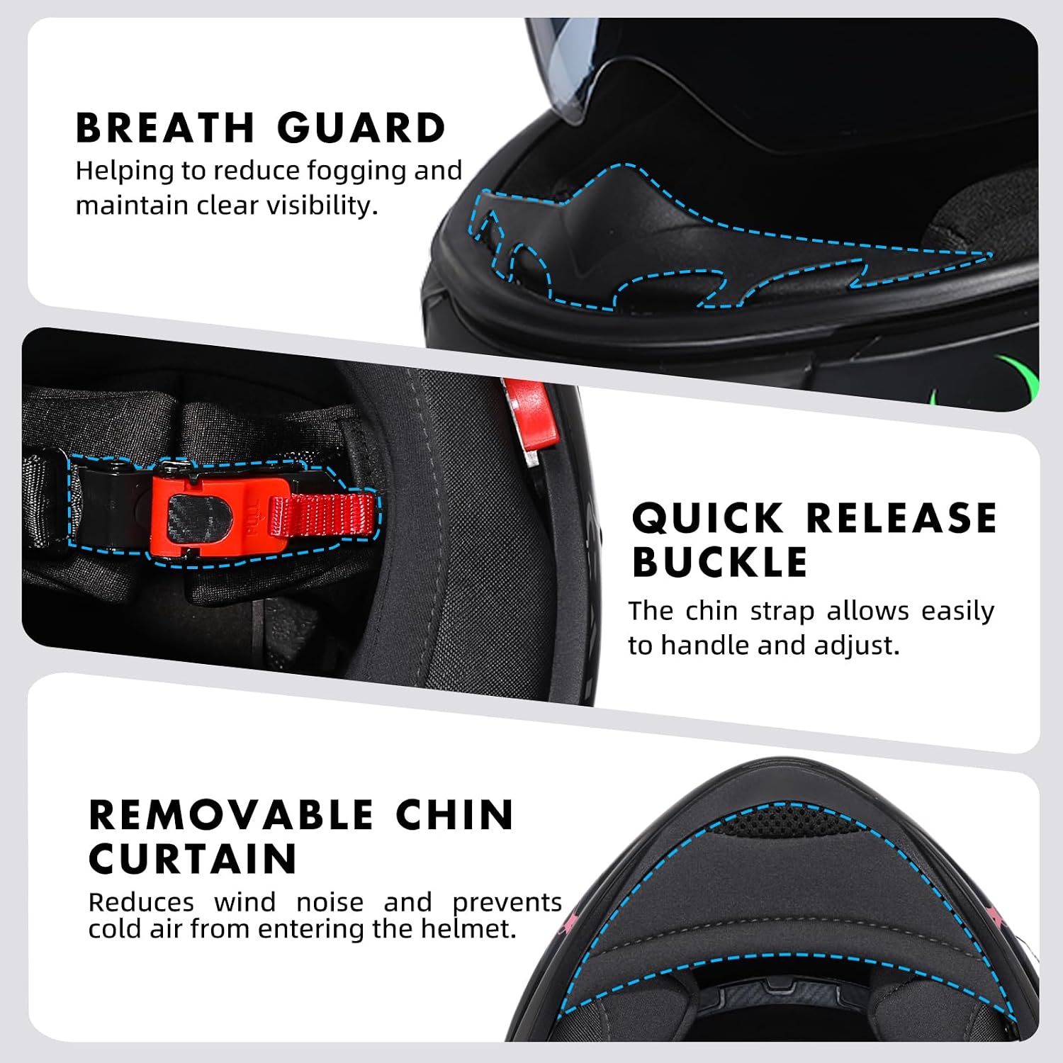 TRIANGLE Full Face Dual Visor Motorcycle Helmet, DOT Approved for Adults | High-Impact Street Bike Headwear with Smoked Inner Shield, Fast Buckle Strap & Breathable Comfort Padding for street riding