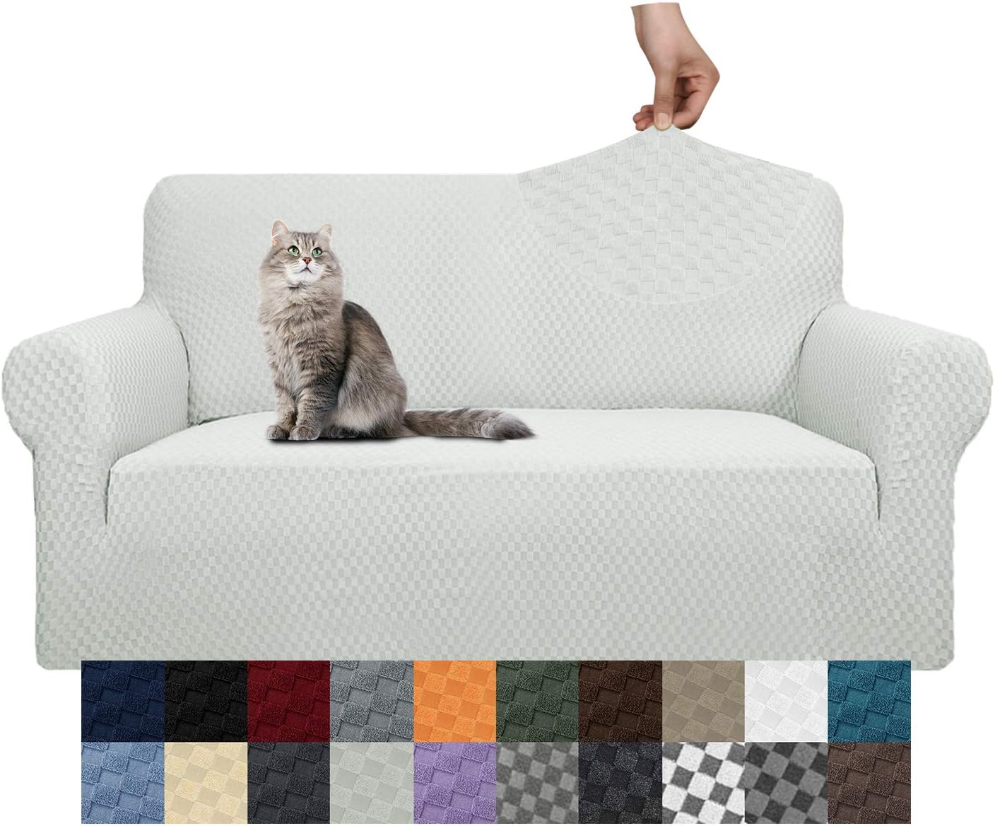YEMYHOM Couch Cover Latest Jacquard Design High Stretch Sofa Covers for 2 Cushion Couch