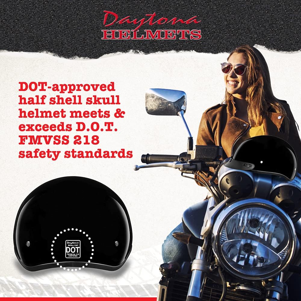 Motorcycle Helmet Half Skull Cap - Lightweight & Stylish DOT Approved Helmets for Adults - Perfect for Men and Women Riders - Comfortable & Secure Fit- Stylish Protection for Everyday Riding