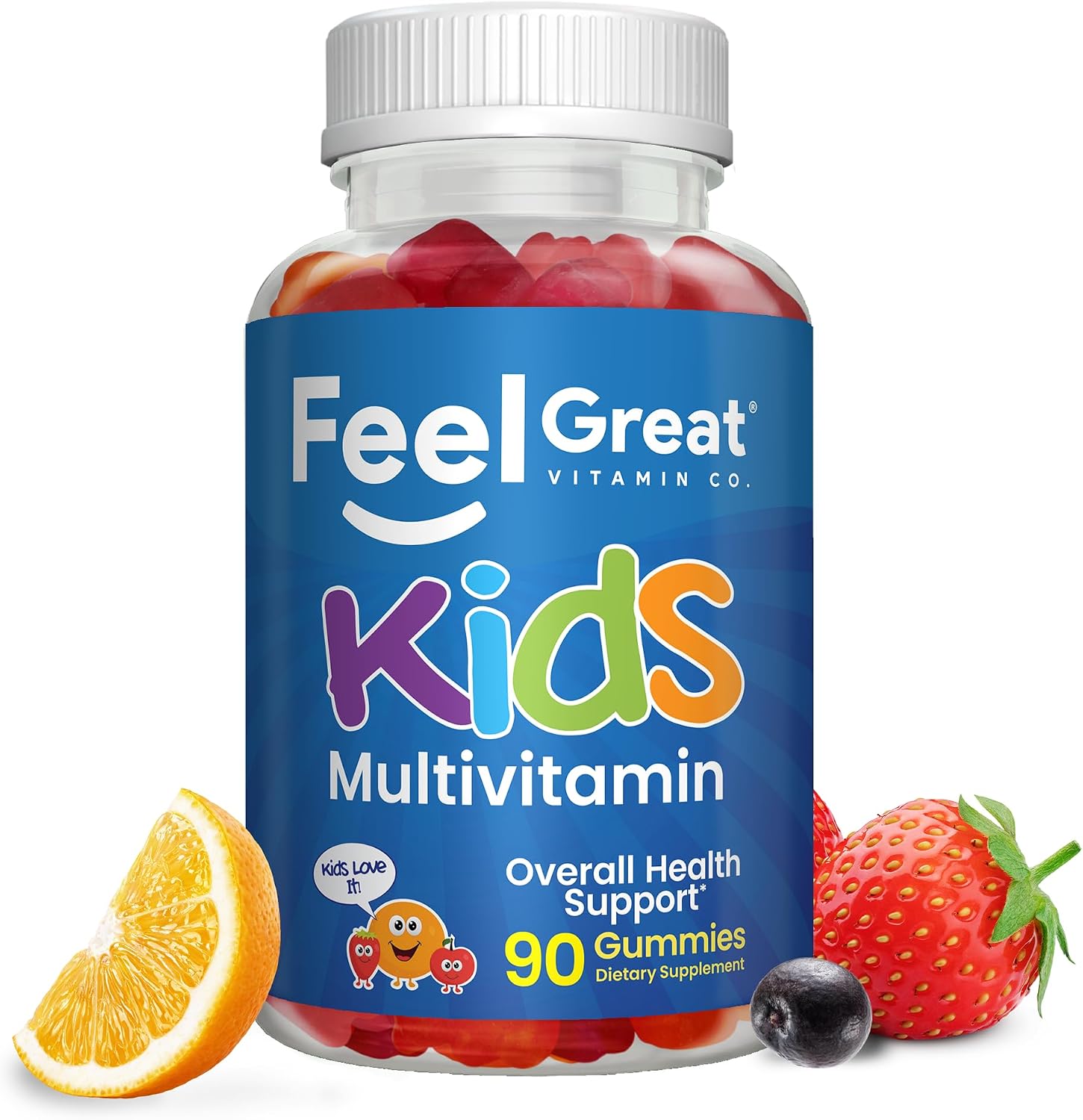 Feel Great Kids Multivitamin Gummies | Citrus & Strawberry Flavored Vitamins for Kids | Multivitamin Gummies with Vitamin D for Bone