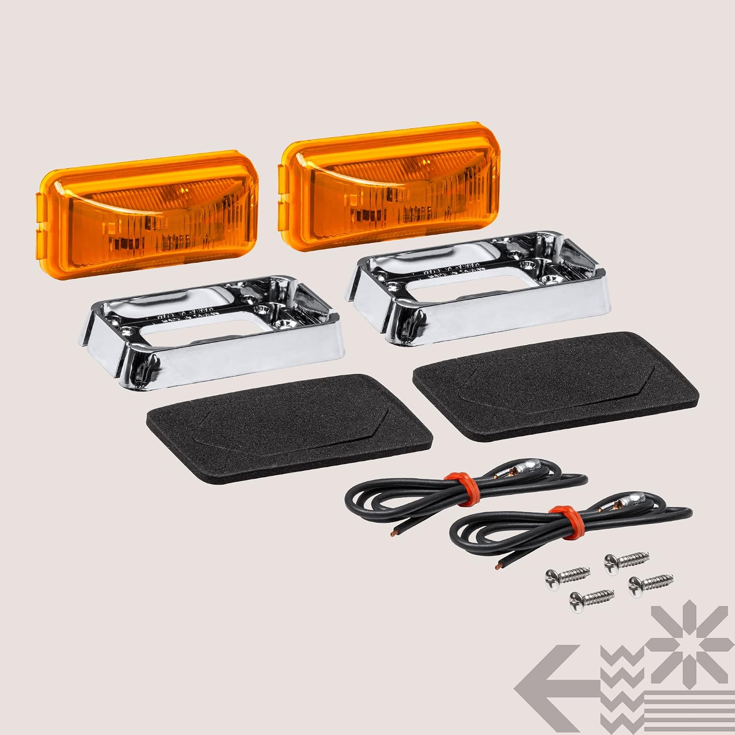 TRUE MODS 2pc 2.5" Amber Rectangle LED Trailer Marker Lights for Truck RV
